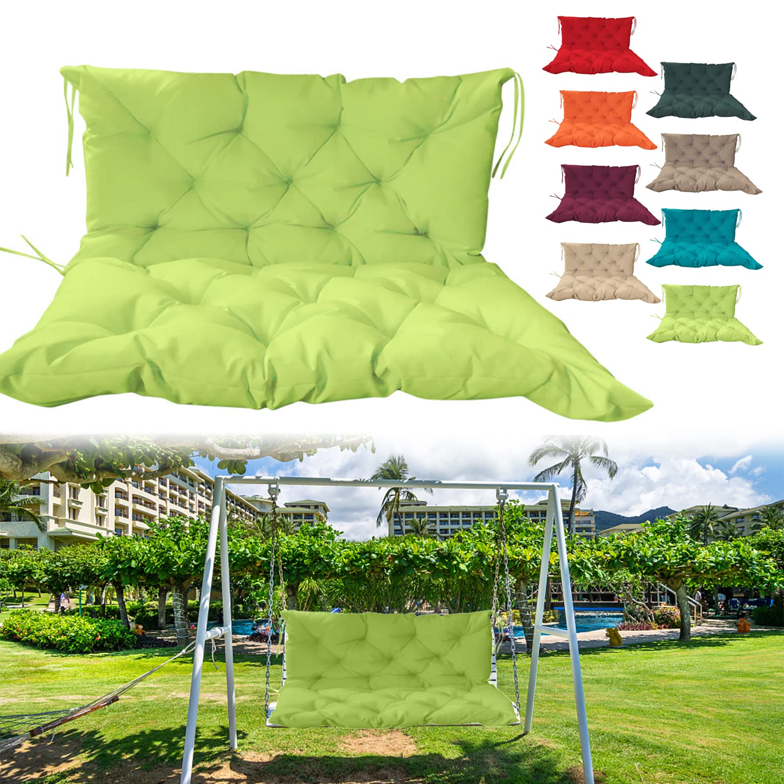 **Replacement Swing Cushions for Outdoor Patio Swing – 2-3 Seater Waterproof Bench Cushion with Ties, 4