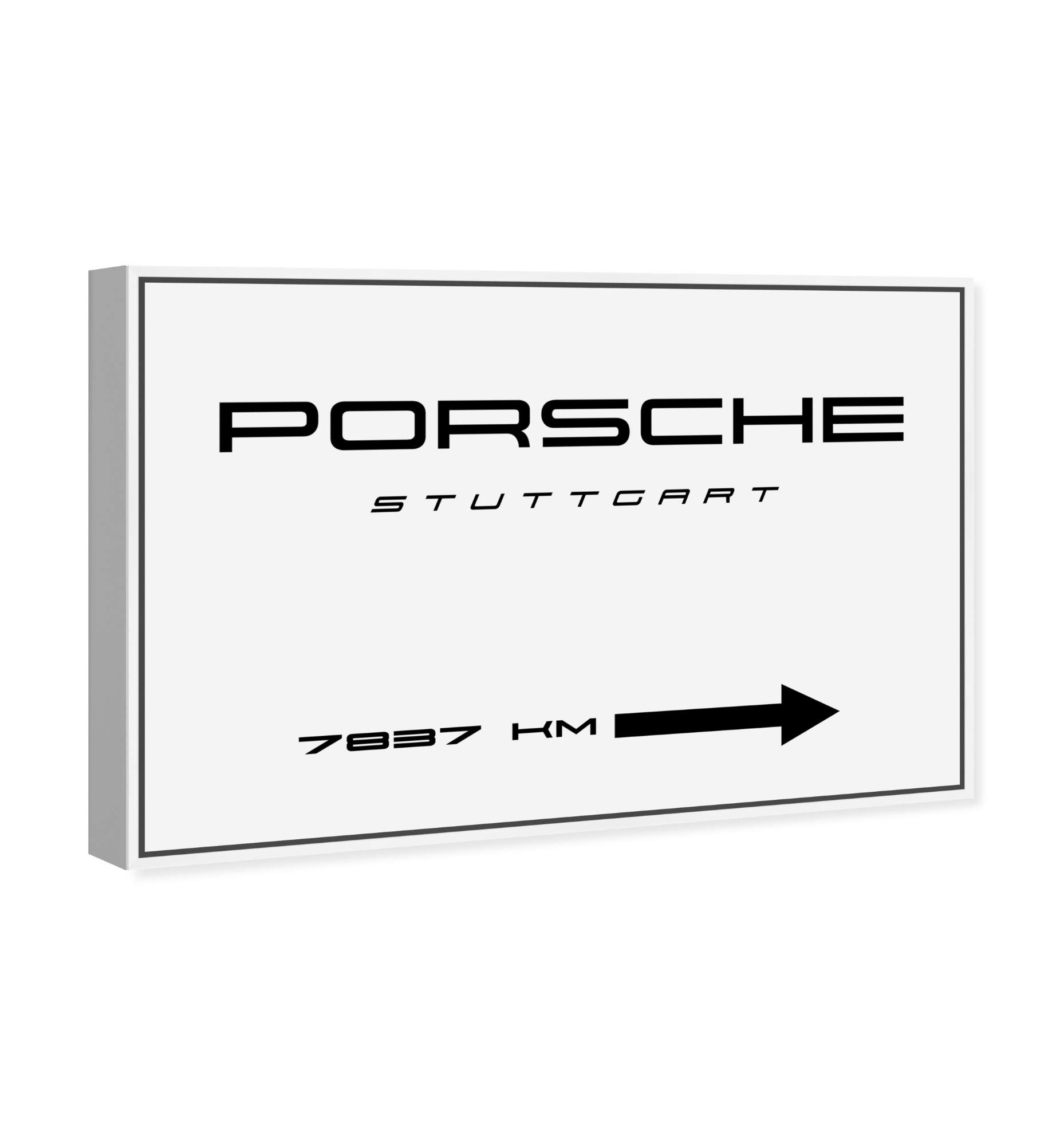 Fast 911 Road Sign Framed Canvas Wall Art - 45x30 Inch Luxury Sports Car Transportation Print for Home & Office Decor | White & Black Modern Artwork by Oliver Gal Artist Co.