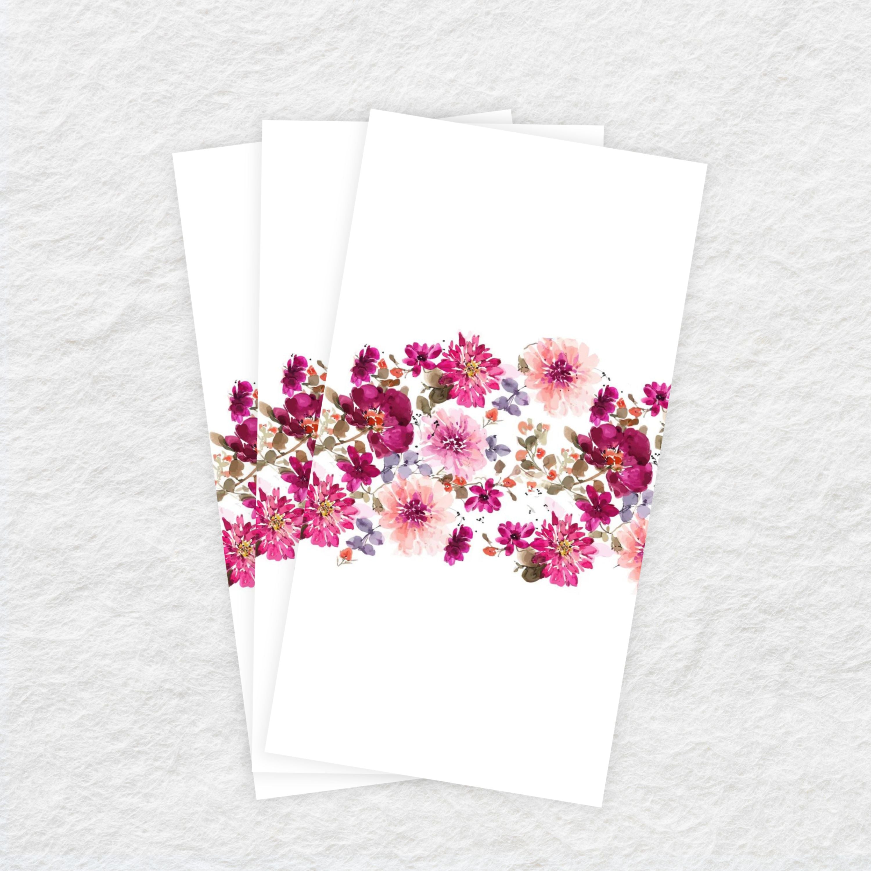 Premium Disposable Linen-Like Paper Guest Towels - 16 Pack Fuchsia Dahlias Floral Design - Perfect for Weddings, Parties & Upscale Events
