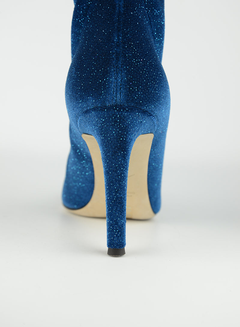 Zanotti Blue Petrol Lurex Tronchetti Boots - Size 36 | Stylish Winter Fashion for Women | Perfect for Parties & Night Out