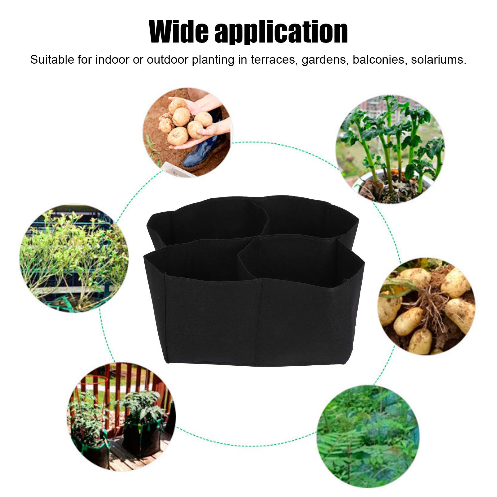 Shanrya 60x60x30CM 4 Divided Grids Plant Grow Bag - Durable Fabric Planter for Indoor Outdoor Gardening, Balcony, Vegetables, Flowers, Herbs - Perfect for Urban Gardening & Small Space Planting
