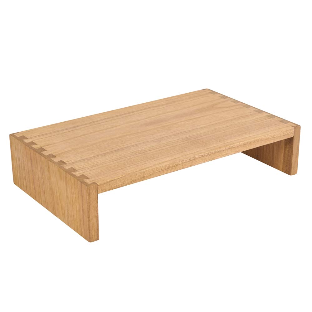 Premium Wooden Monitor Stand - Adjustable Desk Riser for Computer, Laptop & TV - Ergonomic Workspace Organizer with Storage Space - Natural Wood Finish (39
