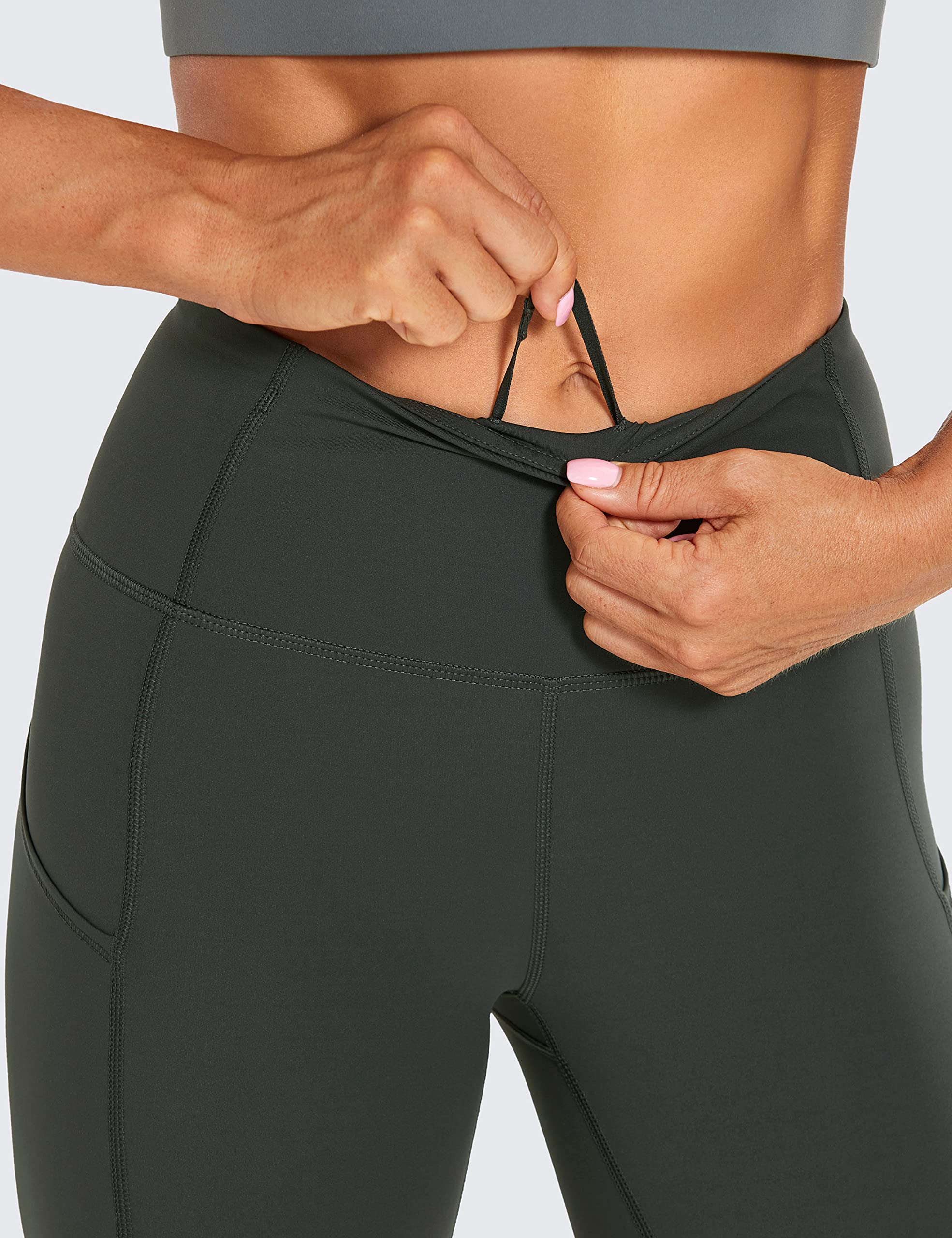 CRZ YOGA Women's 6-Inch High Waisted Running Shorts - Naked Feeling Lightweight Gym Biker Compression Shorts with Pockets for Yoga, Workout & Active Lifestyle