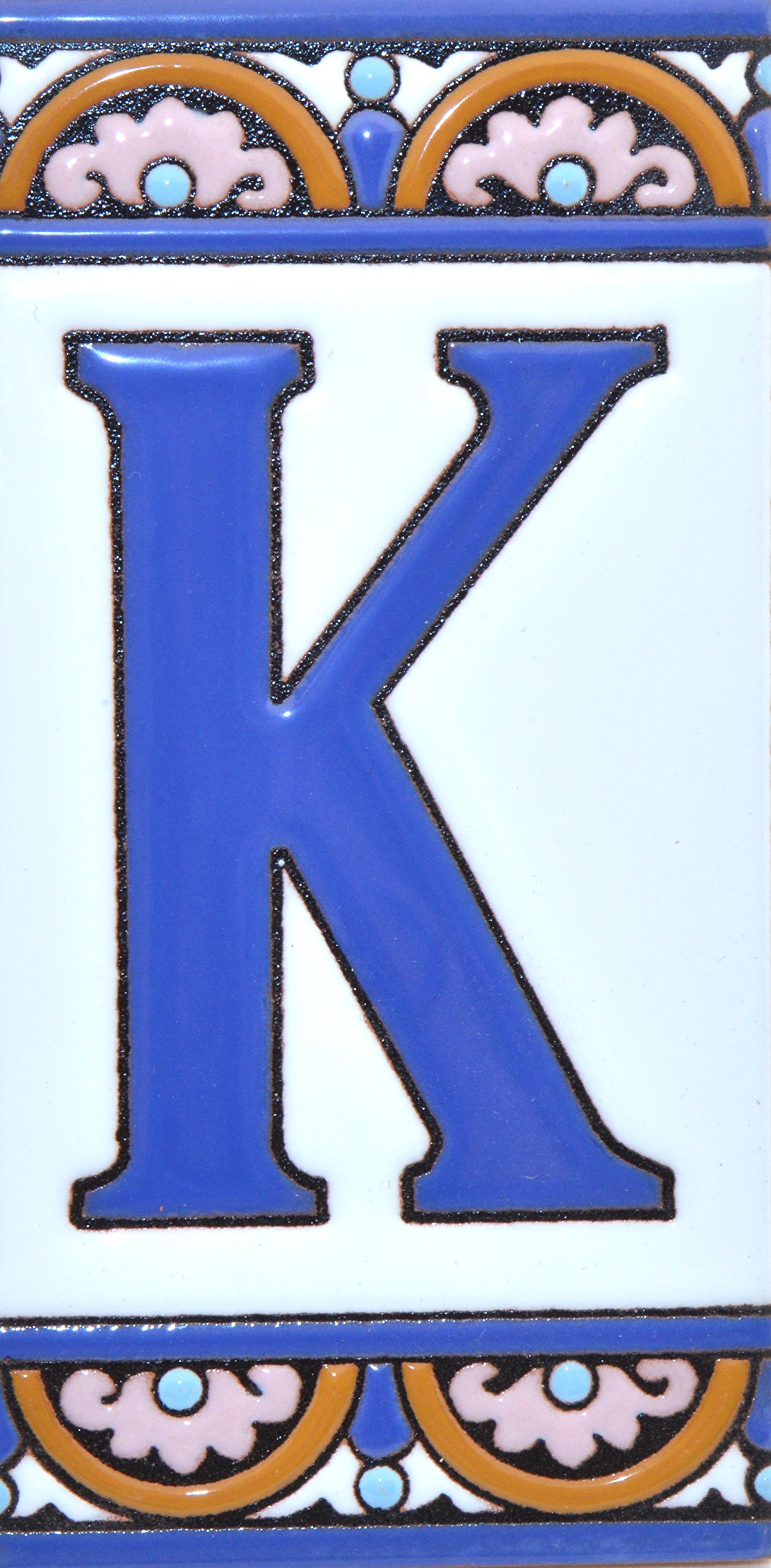 6 Inch Hand Painted House Letter Tiles - Custom Address Signs, Names & Numbers for Home Decor - Design ARCO GRANDE 5.86