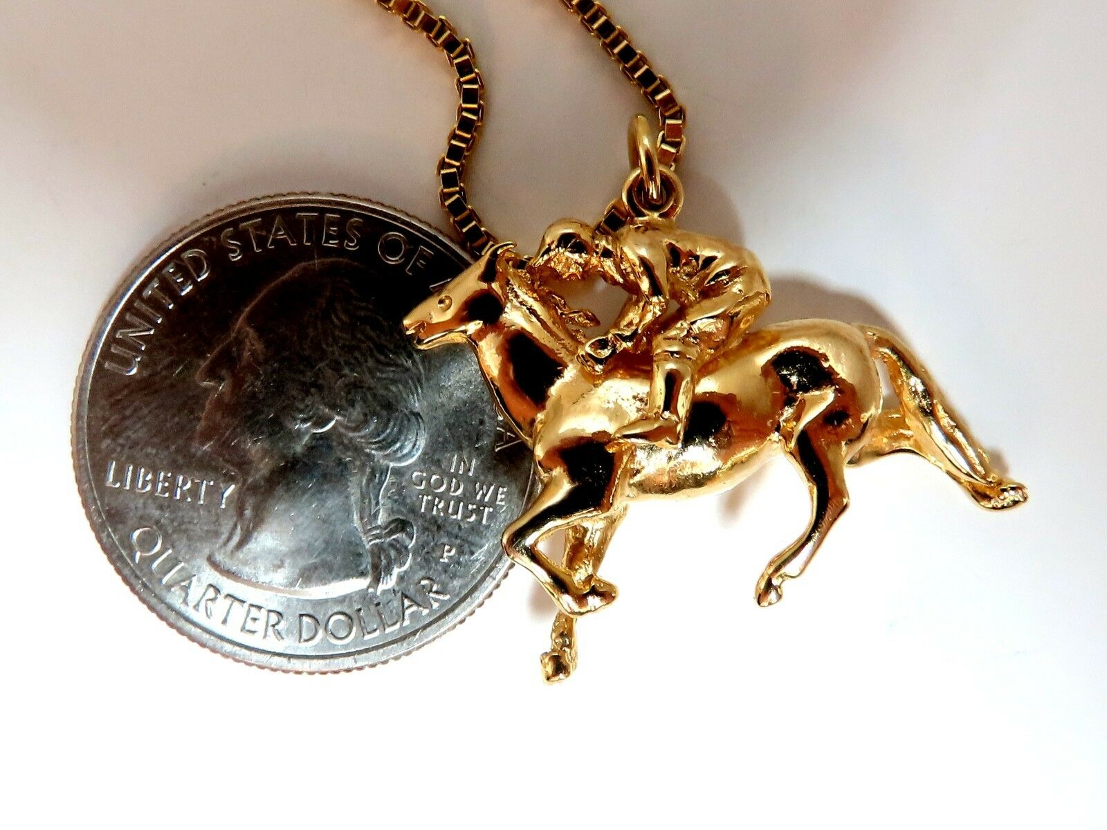 Jockey High Speed Derby Racer Necklace - 14K Gold Horse Racing Jewelry for Women & Men - Perfect for Equestrian Events, Kentucky Derby, and Horse Lovers Gifts