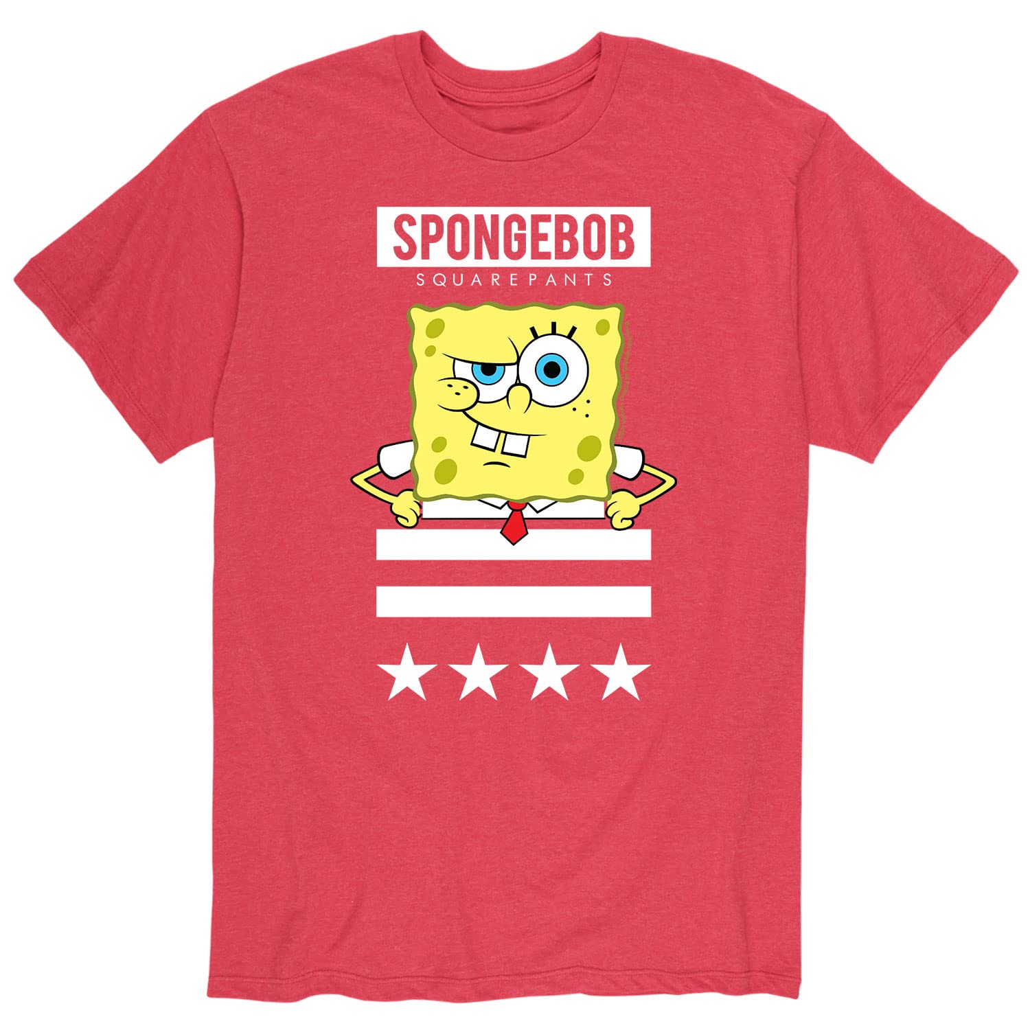 Spongebob Patriotic Men's Graphic T-Shirt - Short Sleeve Cotton Tee - Funny Cartoon Character Shirt for Casual Wear & Fourth of July Celebrations