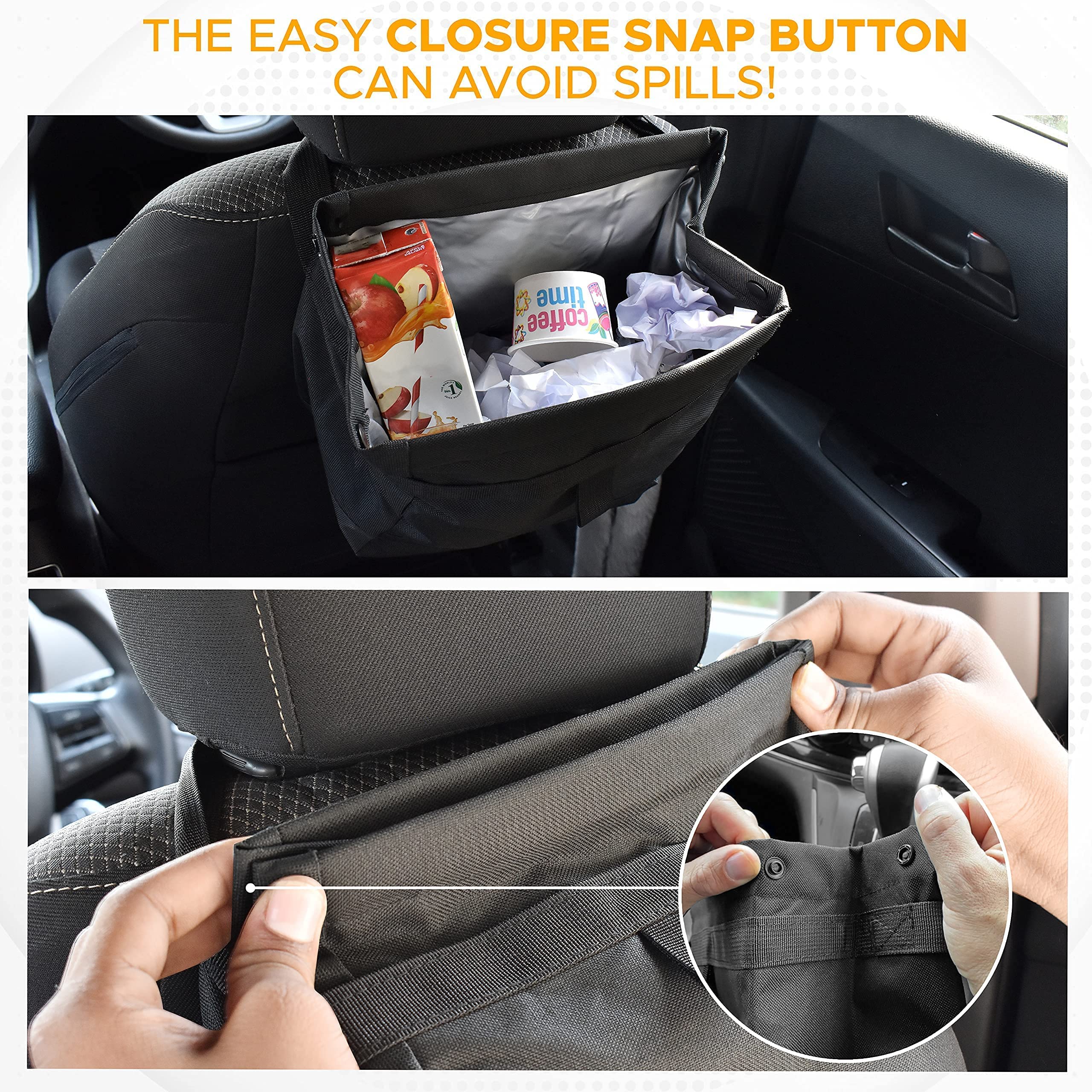 EcoNour 2-in-1 Foldable Car Steering Wheel Desk & Hanging Trash Bag - Multi-Use Travel Car Accessories for Snacks, Work & Road Trips