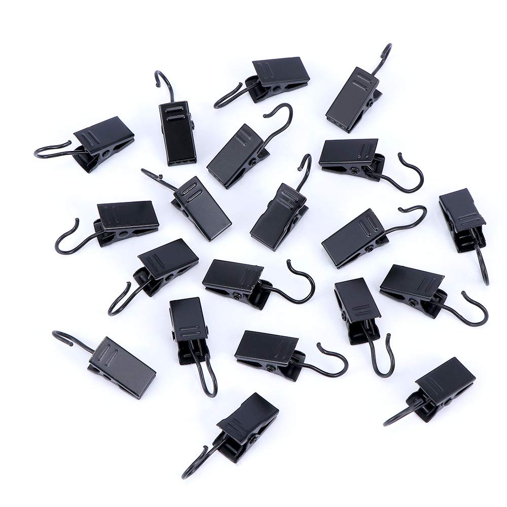 AKOAK 50 Pack Small Metal Curtain Clips - Black Hooks for Hanging Curtains, Photos, Artwork & Home Decor | Perfect for DIY Crafts, Gallery Walls & Window Treatments