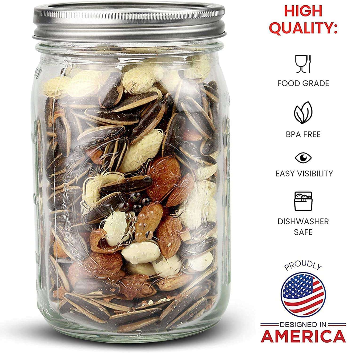 12-Piece 480ml Mason Jars Set - Airtight Glass Canning Jars with Lids & Labels for Spices, Pickling, Jam Storage - Perfect for Home Canning, DIY Gifts & Pantry Organization