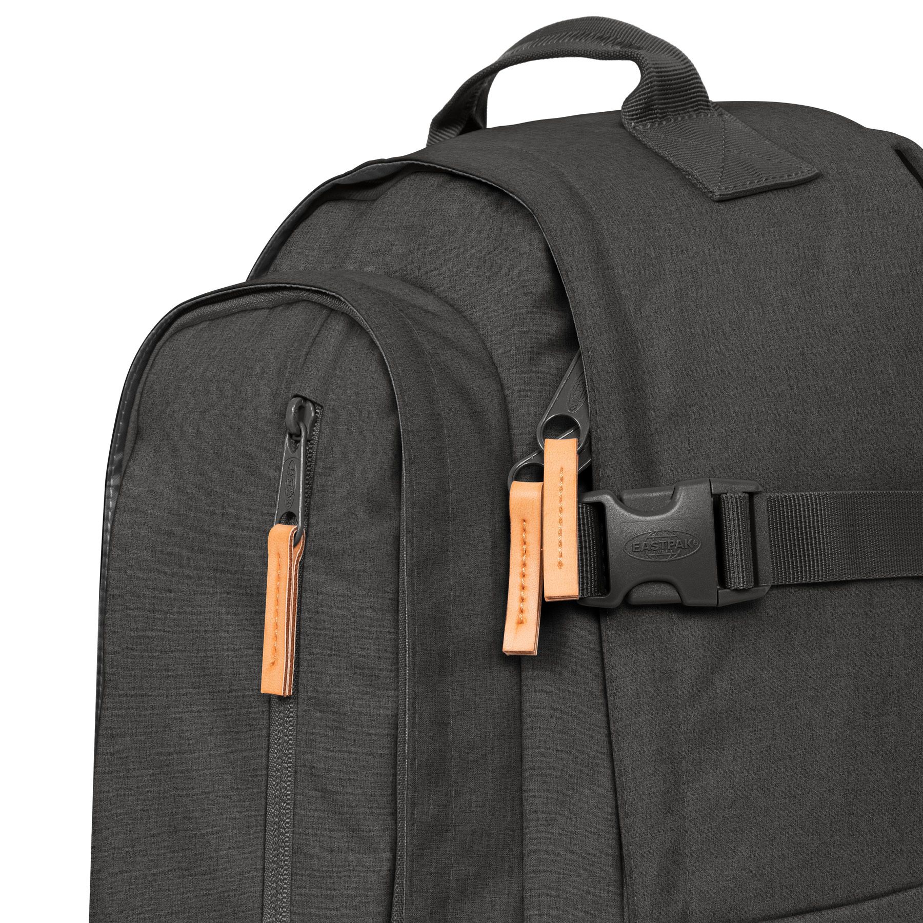 Eastpak Smallker CS Backpack - Stylish Black Denim for School, Work & Travel | Durable Laptop Bag with USB Charging Port