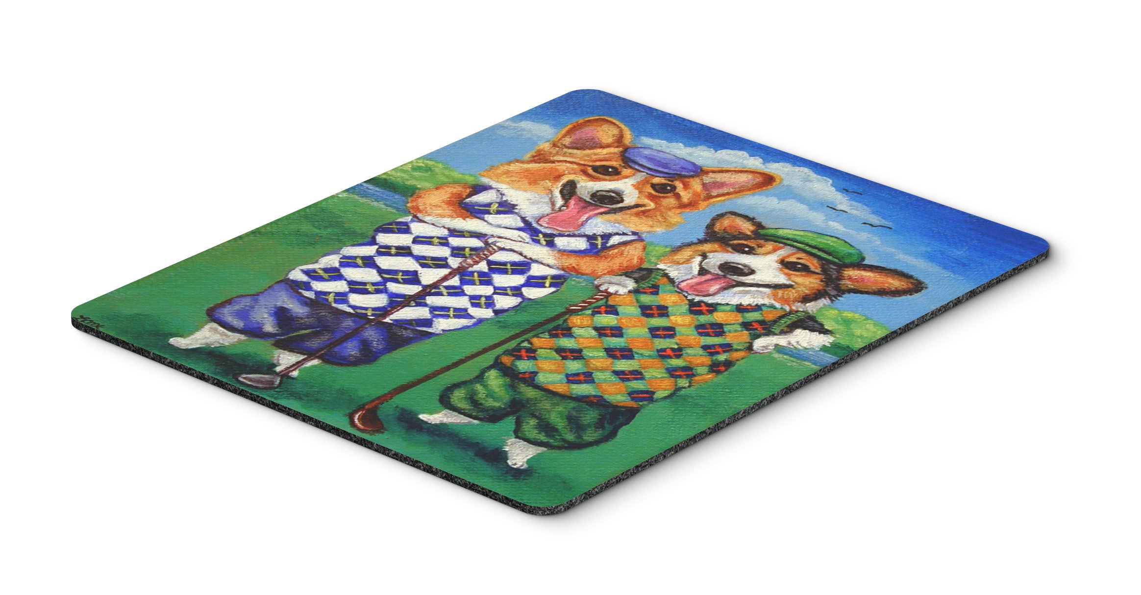 Corgi Golfers Mouse Pad - Large Washable Non-Slip Desk Mat for Home Office, Gaming & Computer Work | Hot Pad & Trivet for Kitchen | Cute Dog Themed Workspace Accessory