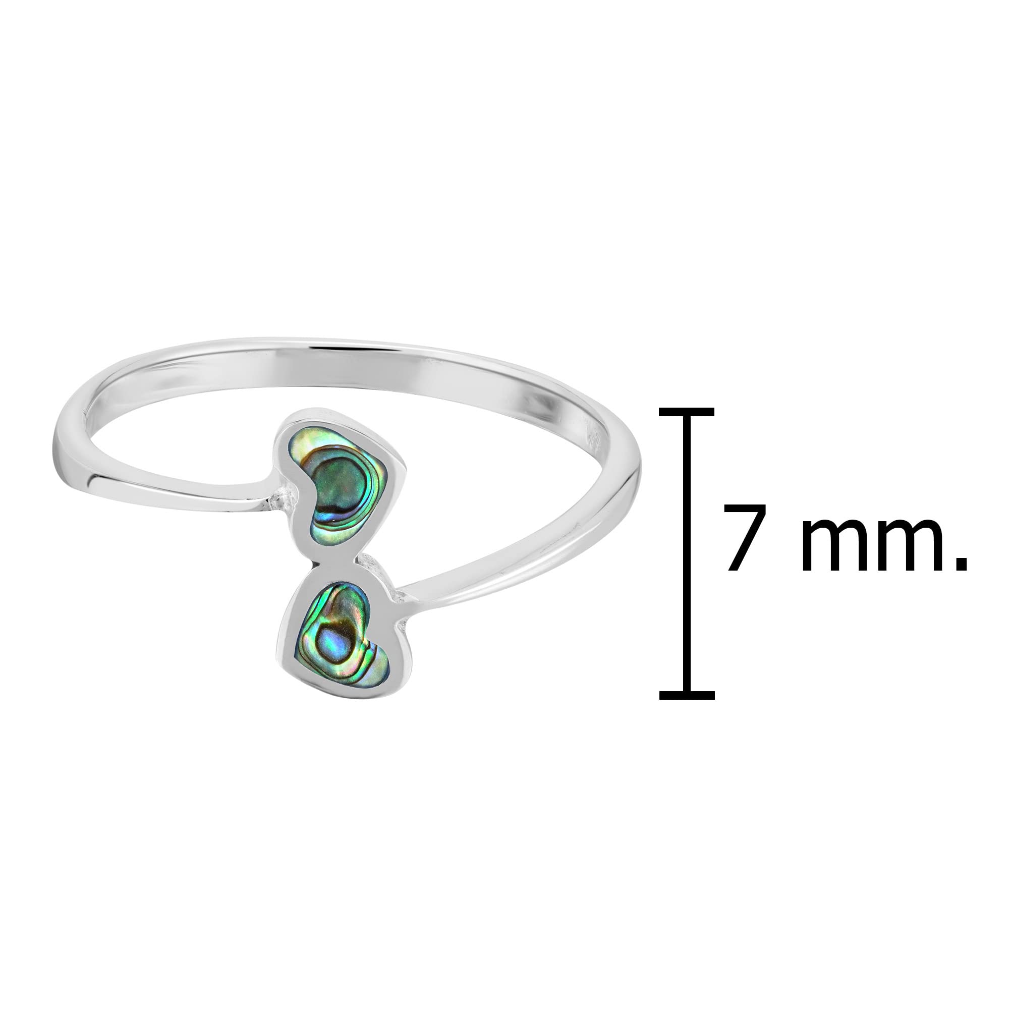 Aeravida Sterling Silver Twin Hearts Abalone Shell Ring for Women | .925 Silver Comfort Fit Band | Elegant Love Symbol Jewelry Gift | Perfect for Anniversaries, Valentine's Day & Romantic Occasions