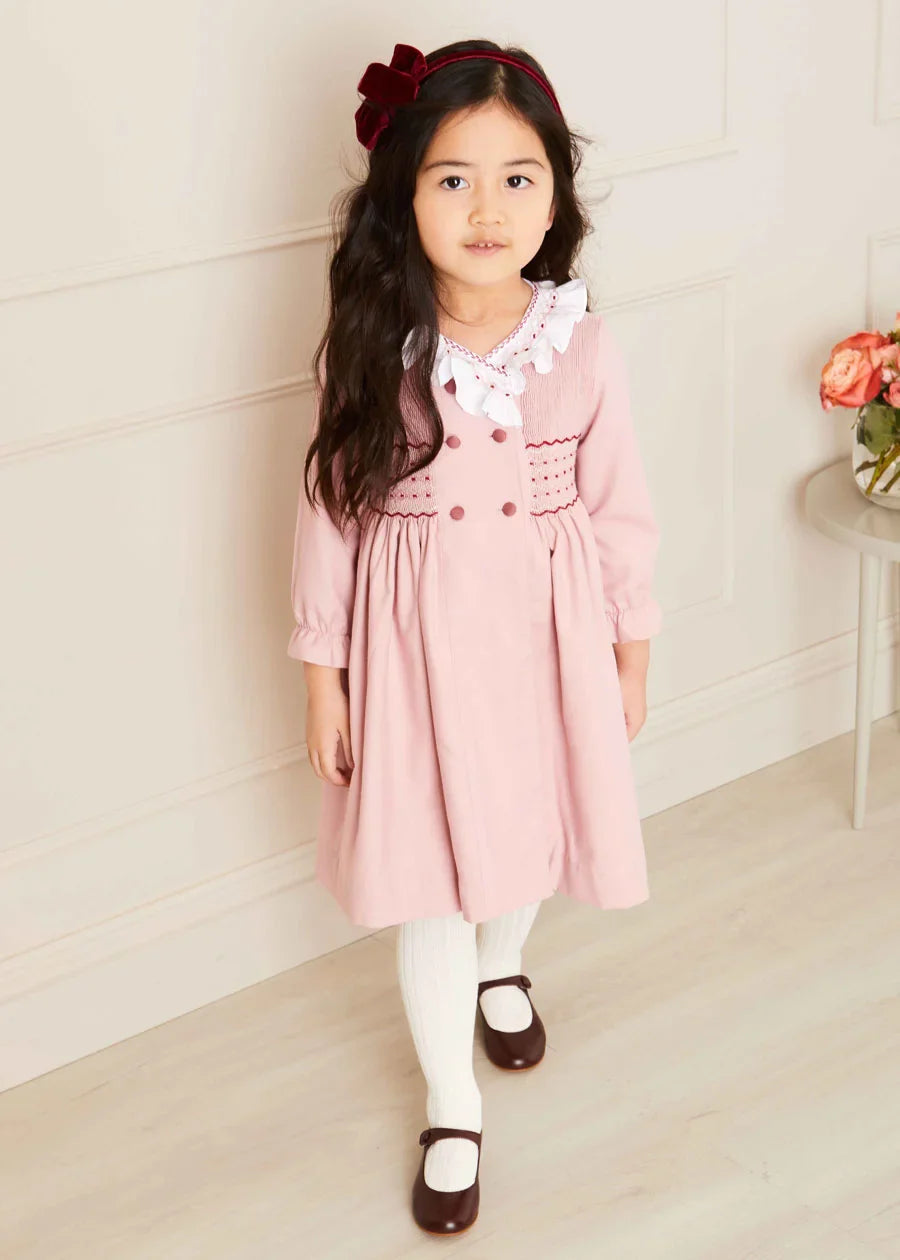 Pink Hand-Smocked Baby Girl Dress - Elegant & Comfortable for Special Occasions, Parties & Photos