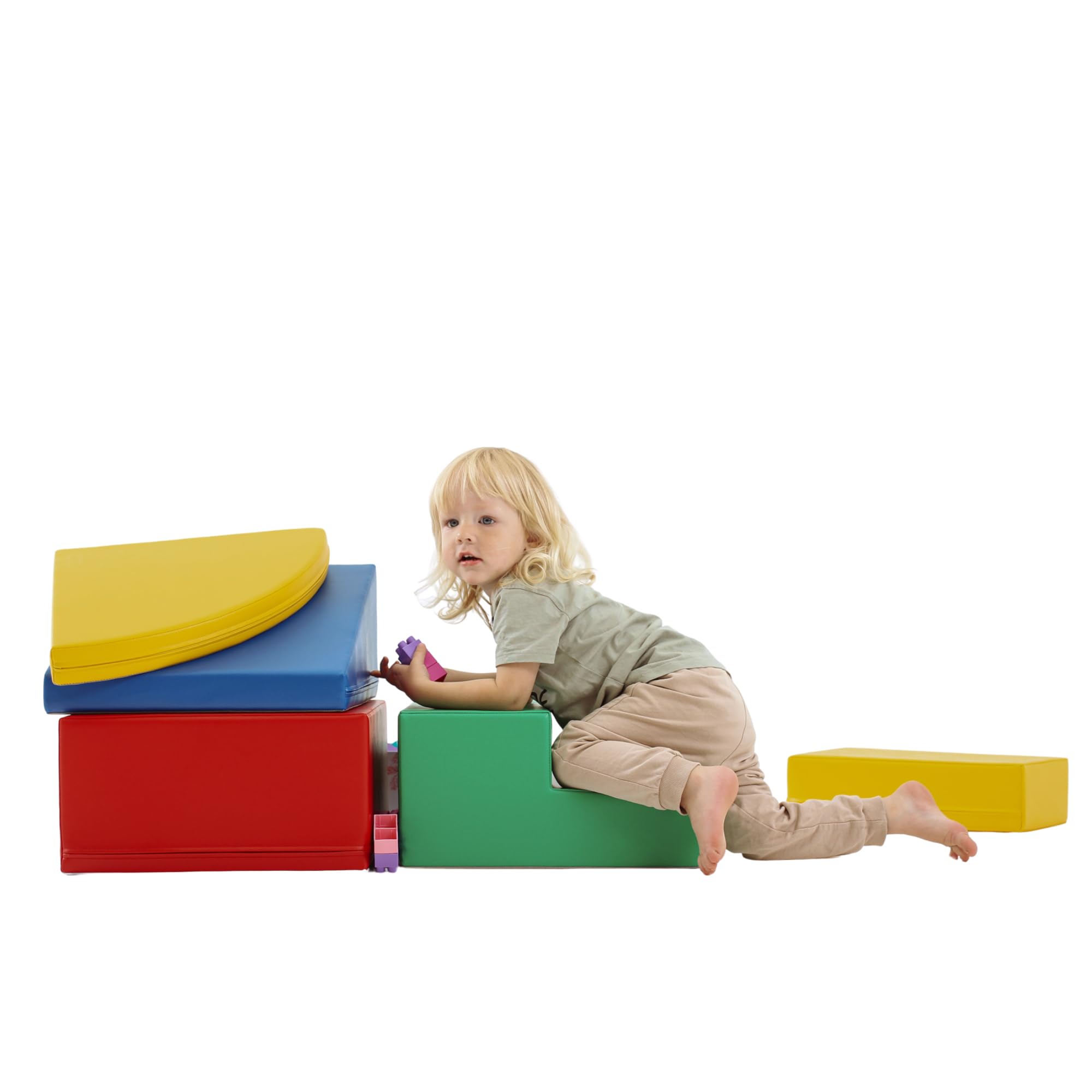 IGLU Set of 6 Soft Play Equipment for Kids - Non-Slip XL Softzone Foam Blocks (Multicolor, Vegan Leather) - Perfect for Toddler Playrooms, Daycare Centers & Indoor Play Areas