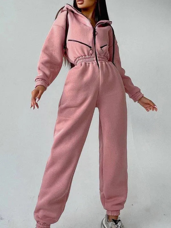 Stylish Women's Casual Zip-Up Two Piece Set - Comfortable Outfit for Lounge, Travel & Everyday Wear