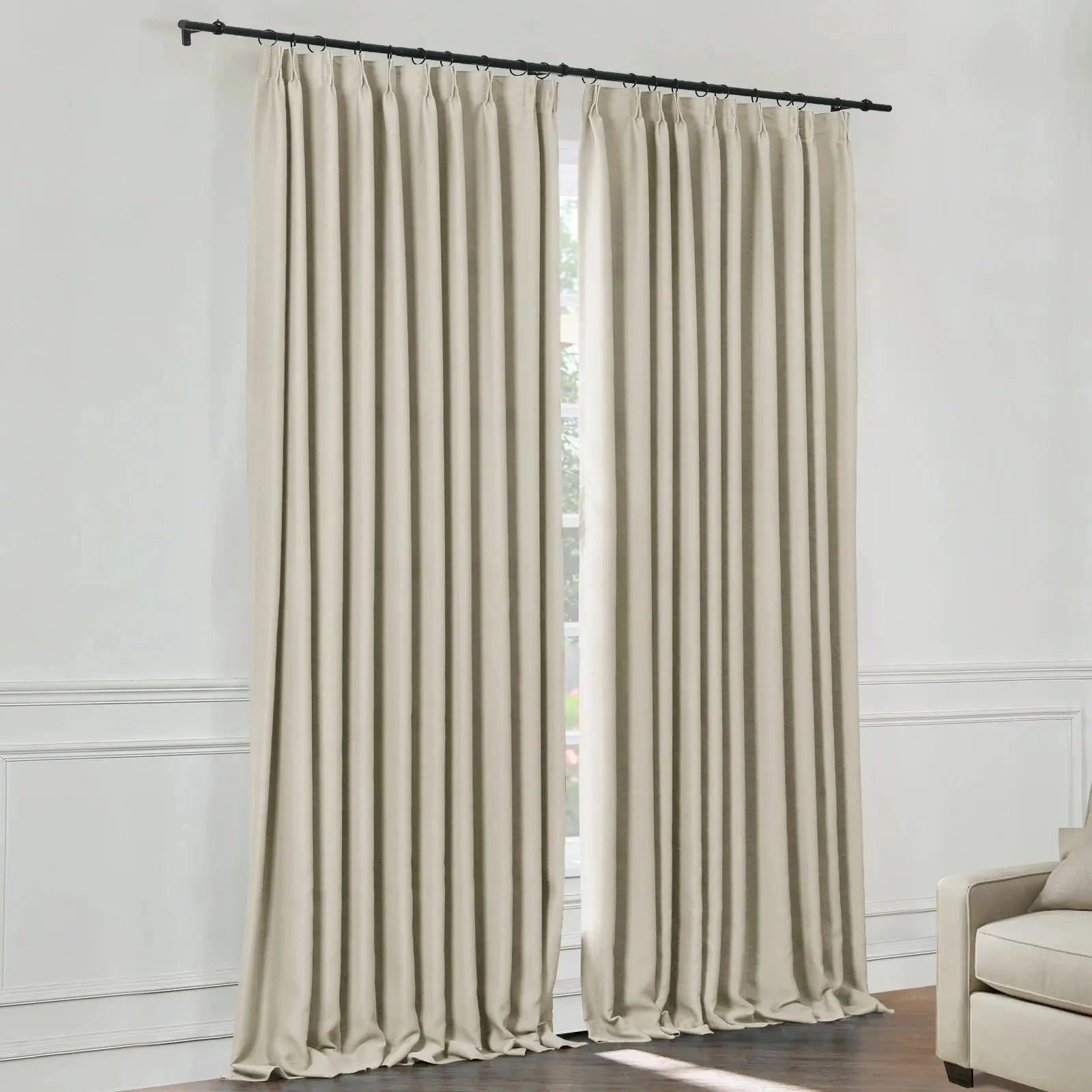 Blackout Pleated Curtains - 100% Light Blocking, Thermal Insulated for Bedroom & Living Room - Atlanta Home Decor
