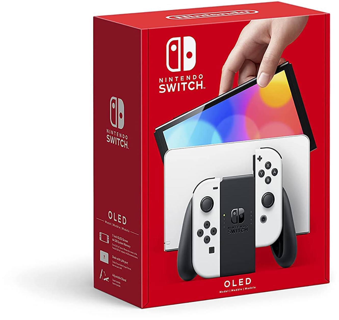 Refurbished Nintendo Switch OLED Model with White Joy-Con Controllers - Portable Gaming Console for Travel, Home Entertainment & Multiplayer Fun
