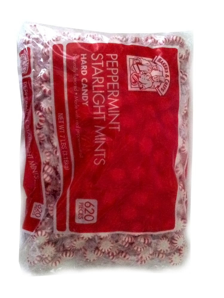Bakers & Chefs Premium Peppermint Starlight Mints - 7 lb Bulk Candy for Baking, Decorating & Holiday Treats | Perfect for Christmas Cookies, Candy Buffets & Party Favors