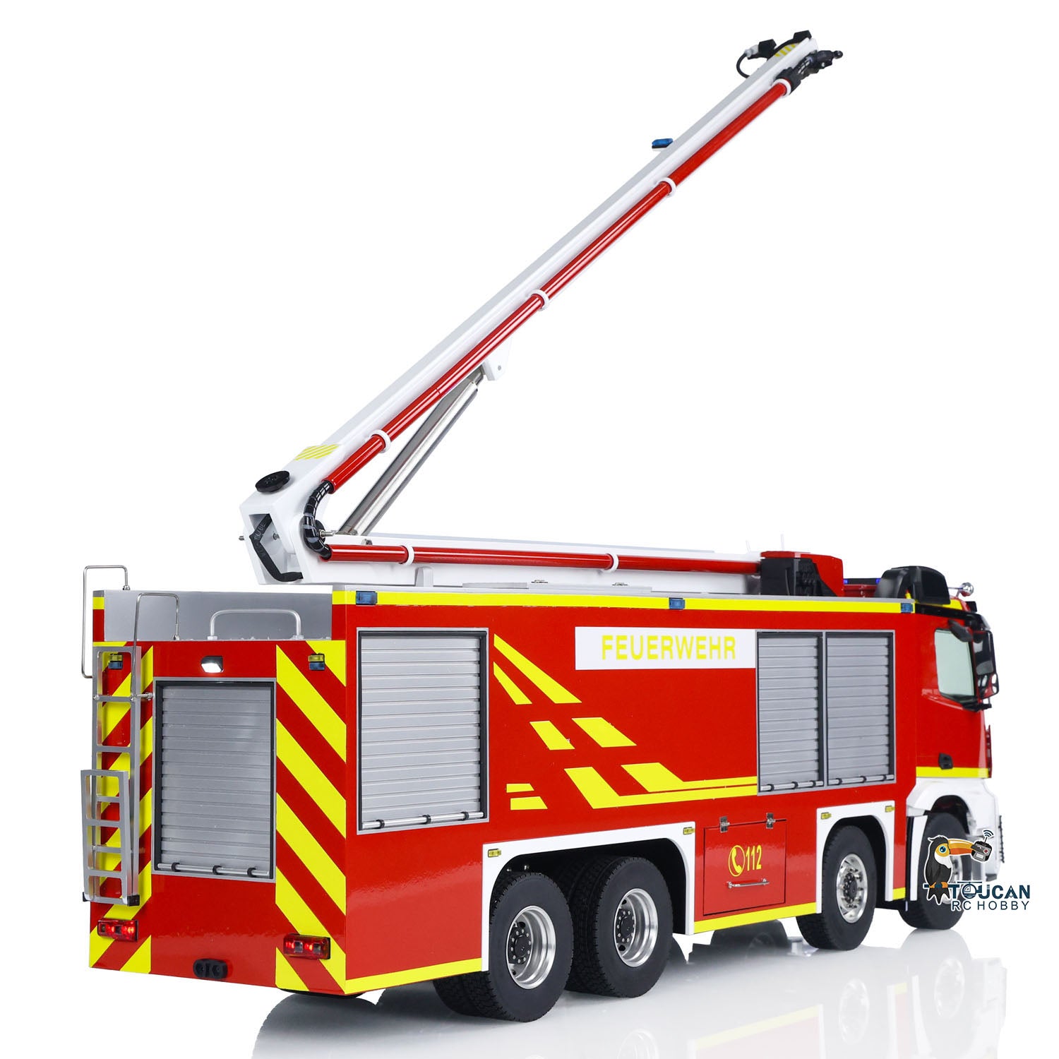 1/14 Scale Metal Chassis RTR Rescue Fire Truck - 8x4 RC High Reach Snozzle Fire Engine with ST8 Radio System & Battery (3363 Model) - Perfect for Emergency Simulation, Firefighting Training & RC Hobby Enthusiasts