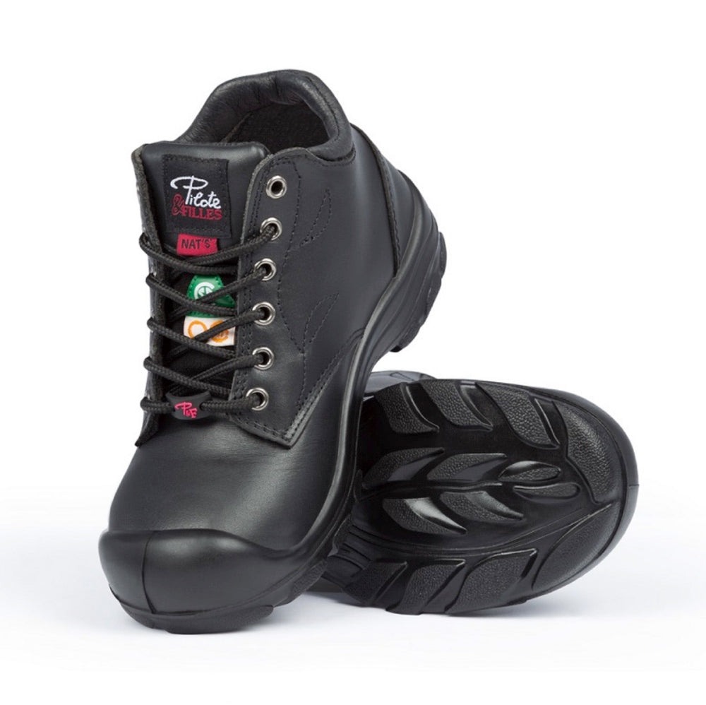 P&F S559 Women's 6-Inch Steel Toe Leather Work Boots - Black | OSHA Compliant Safety Shoes for Construction, Warehouse & Outdoor Work