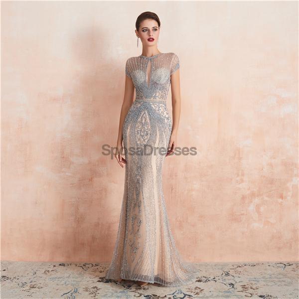 Elegant Cap Sleeves Beaded Mermaid Prom Dress for Evening Parties & Formal Events - Perfect for Homecoming, Prom Night & Special Occasions