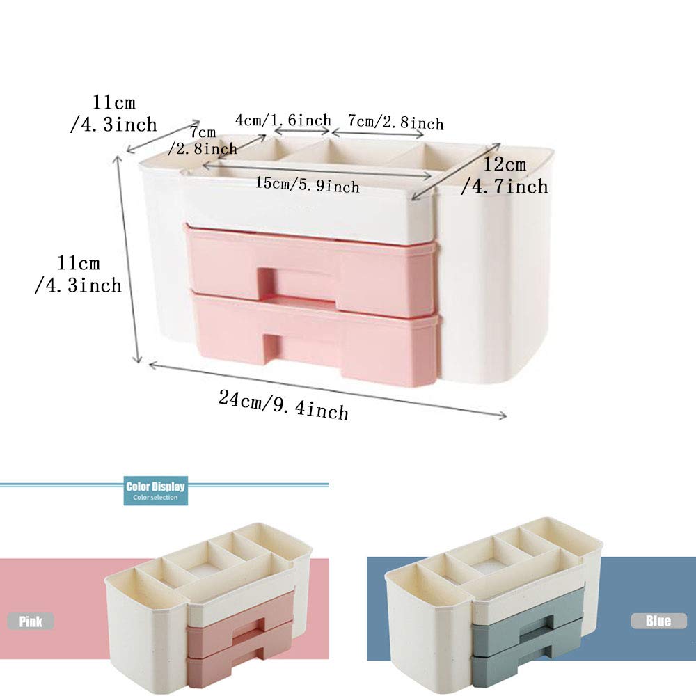 Stackable Makeup Organizer with Drawers - Pink Cosmetic Brush Storage Box for Vanity, Bathroom & Desk | Space-Saving Beauty Organizer | Perfect Gift for Women | Ideal for Travel, Home & Salon Use