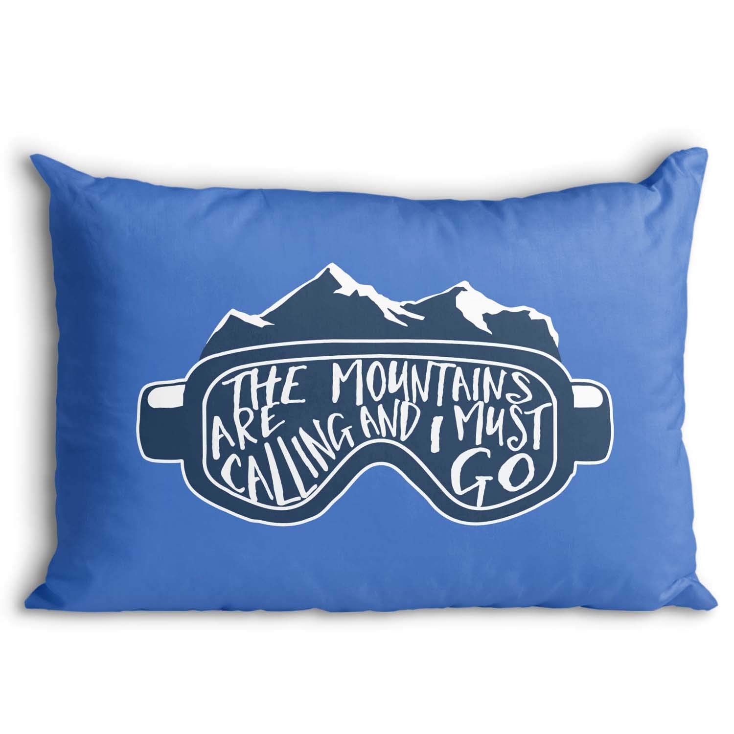 The Mountains Are Calling Ski & Snowboard Goggles Pillowcase - Blue Winter Sports Themed Home Decor for Skiers & Snowboarders | Perfect for Cabin, Dorm & Adventure-Themed Bedrooms