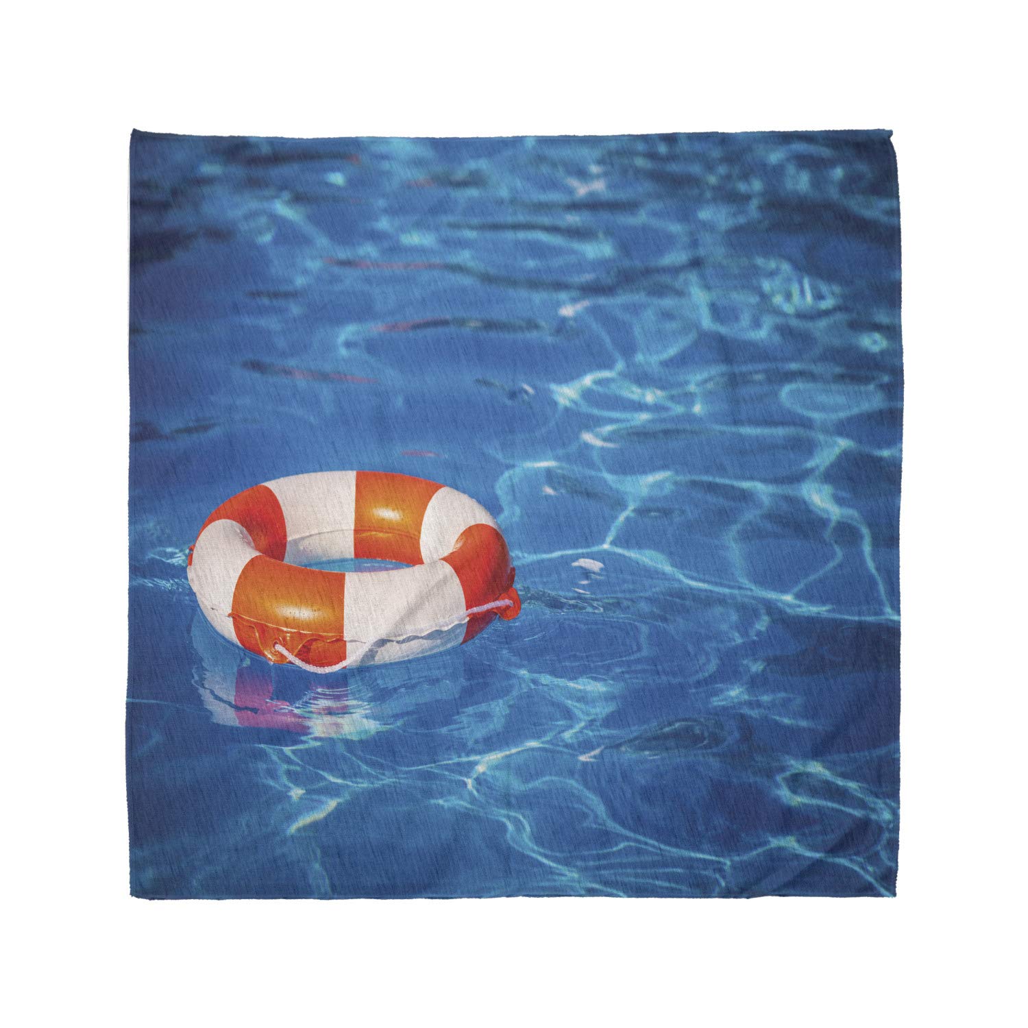 Ambesonne Summer Unisex Bandana - Blue Orange White Geometric Print Swim Bandana for Pool, Beach & Outdoor Activities | Lightweight, Breathable & Quick-Drying