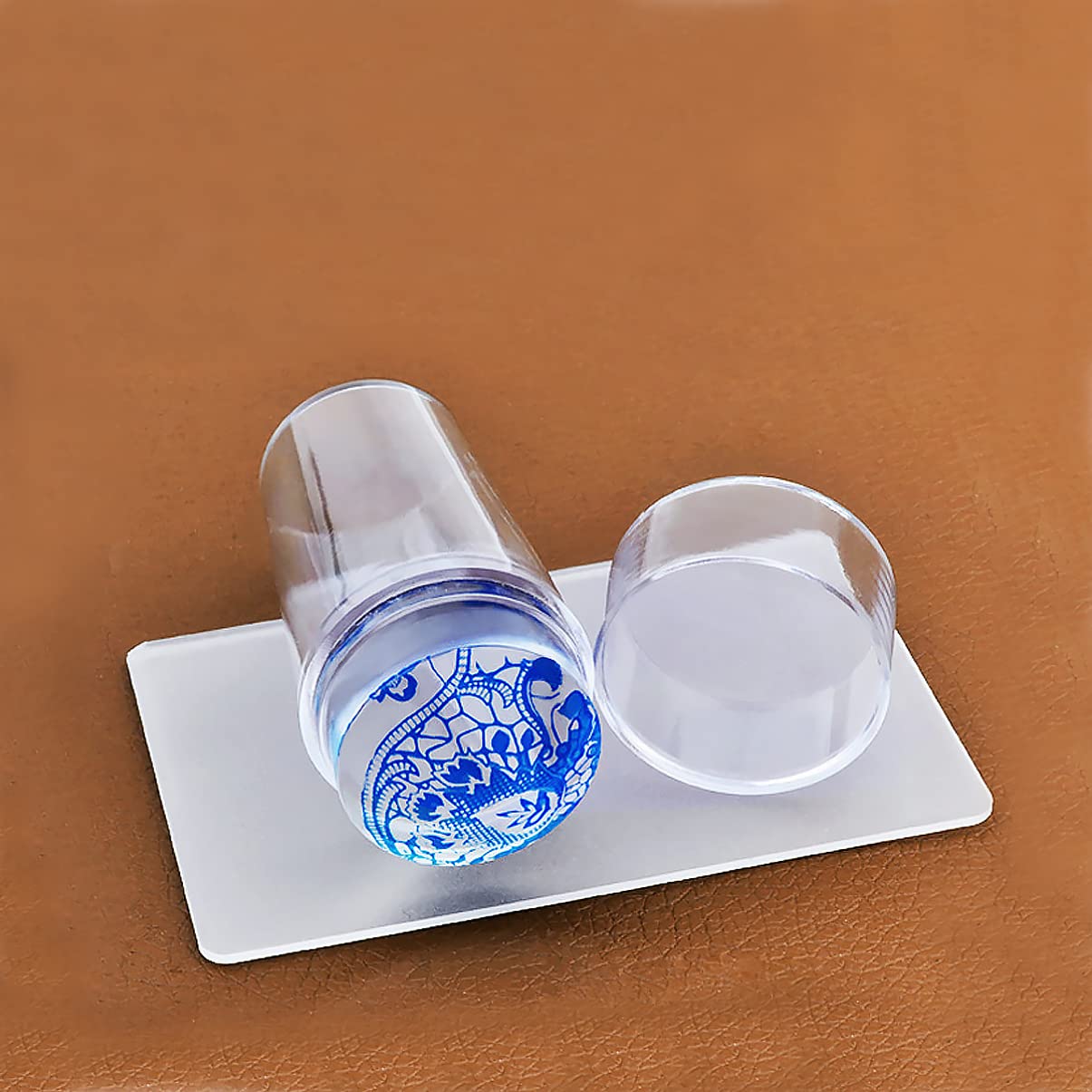 Lurrose 4-Piece Transparent Handle Silicone Nail Art Printer Set with Lid & Seal - Nail Polish Stamper, Jelly Stamper for Nail Art & Crafts - Perfect for DIY Manicures, Salon Use & Professional Nail Artists