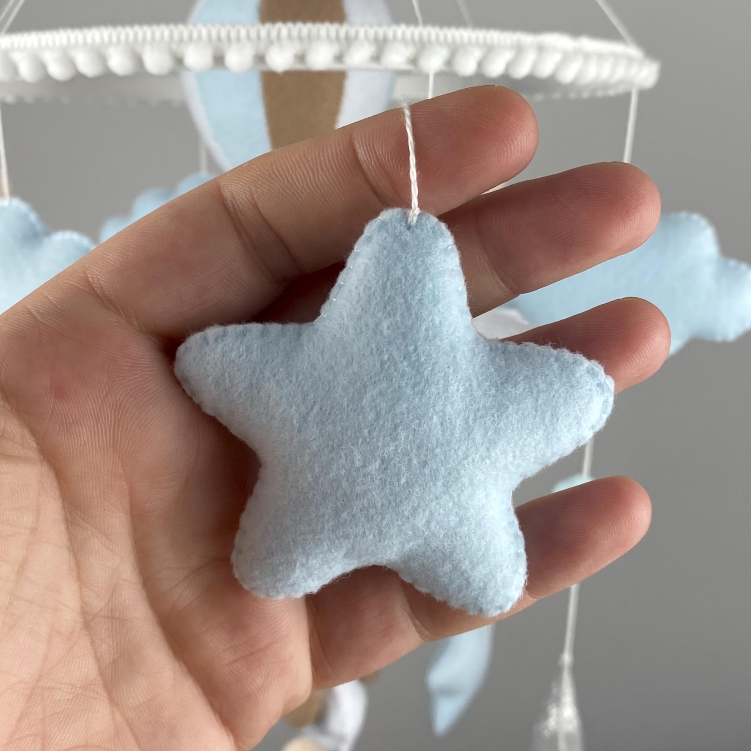 Teddy Bear Crib Mobile for Baby Boys - Blue Hot Air Balloon Nursery Decor, Felt Hanging Mobile for Newborns - Perfect Baby Shower Gift & Nursery Decoration for Expecting Moms