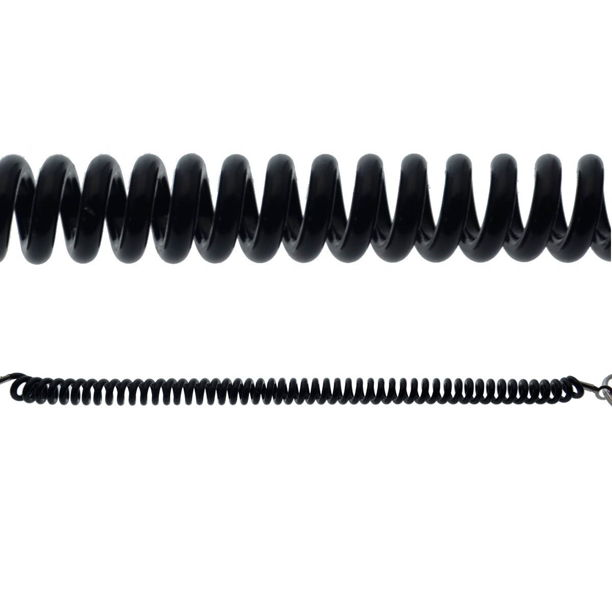 5 Pack Black Bungee Coil Cords - Stretchy Elastic Badge Lanyard & Keychain Holder for ID Cards, Keys, Casino Cards - Light Duty Use for Office, Events, Security, and Retail Workers