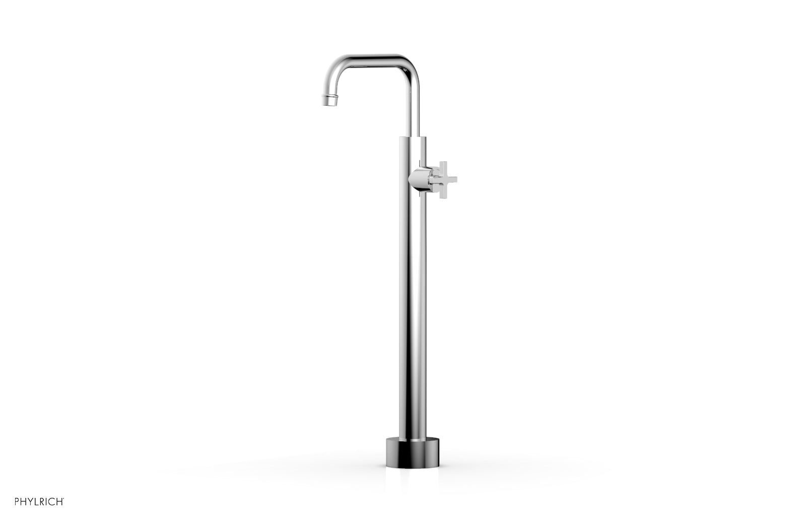 HEX MODERN Low Floor Mount Tub Filler with Cross Handle - Model 501 54 04 | Perfect for Modern Bathroom Renovations & Spa-Like Showower Experiences