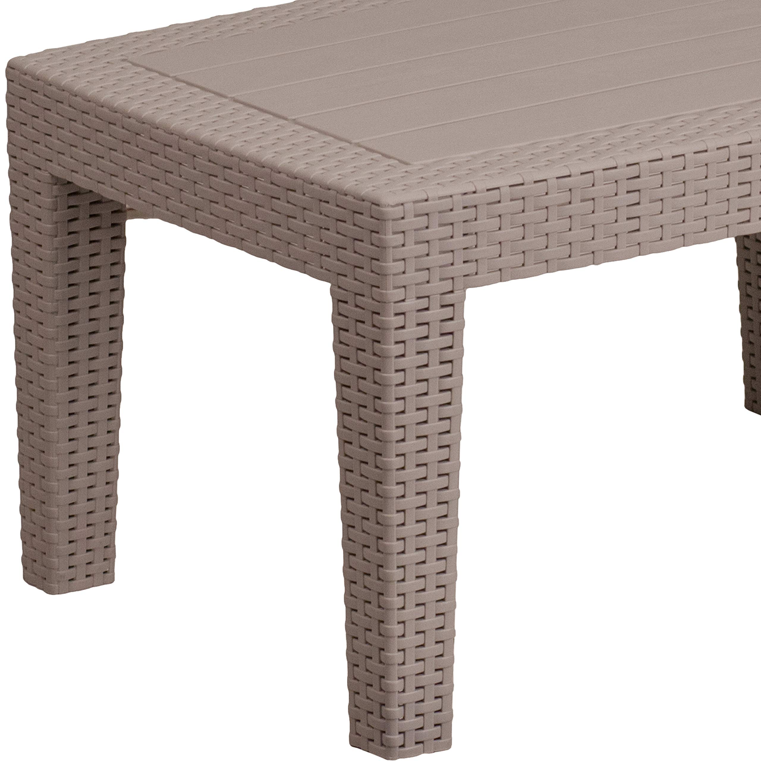 Emma & Oliver Light Gray Faux Rattan Coffee Table - Modern Woven End Table for Living Room, Patio & Outdoor Decor