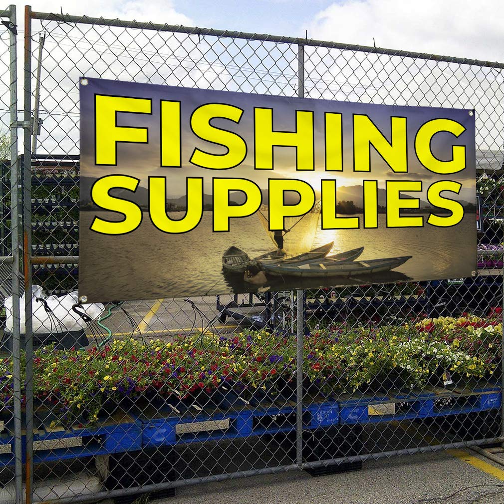 Vinyl Banner - 48x96 Inches, Weatherproof Outdoor Advertising Sign with 8 Grommets (Multiple Sizes Available) - Perfect for Fishing Supplies, Retail Promotion, Industrial Yard Signs & Outdoor Events