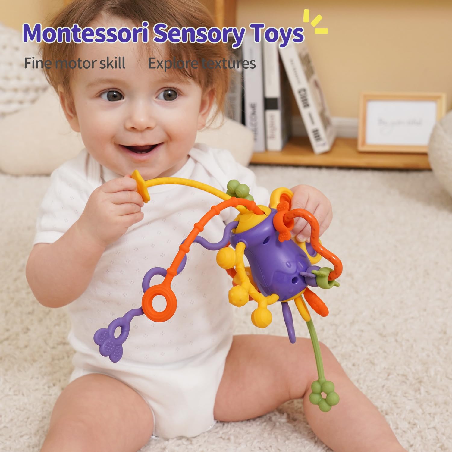 Baby Travel Essentials: Airplane Toys for 6-12 Months, Car Seat Teether Mittens with Rattle, Sensory Toys for 1 Year Old Boys & Girls, Easter Basket Stuffers, Autism-Friendly Toddler Toys for Home & On-the-Go