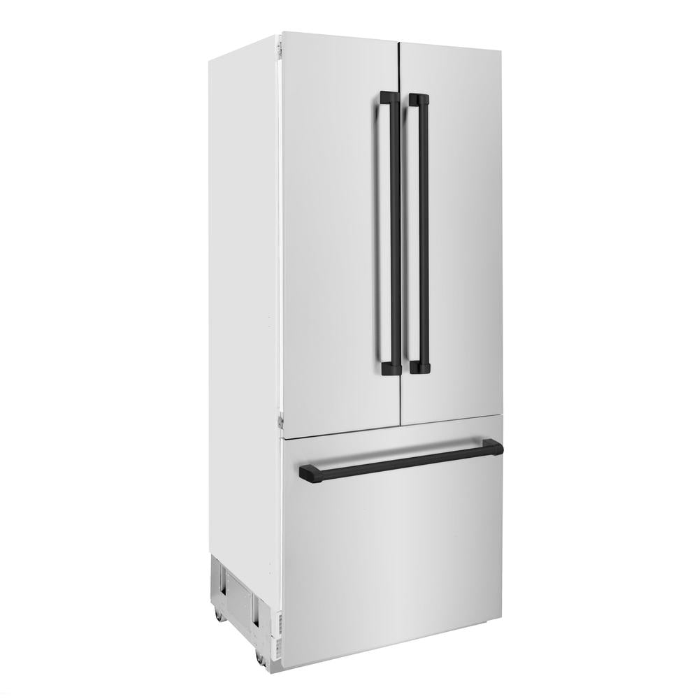 ZLINE Autograph Edition 36 Inch French Door Built-In Refrigerator - 19.6 cu ft Bottom Freezer with Water Dispenser & Ice Maker - Stainless Steel with Matte Black Accents (RBIVZ 304 36 MB) - Perfect for Modern Kitchens, Open Concept Homes & Luxury Appliances Collection