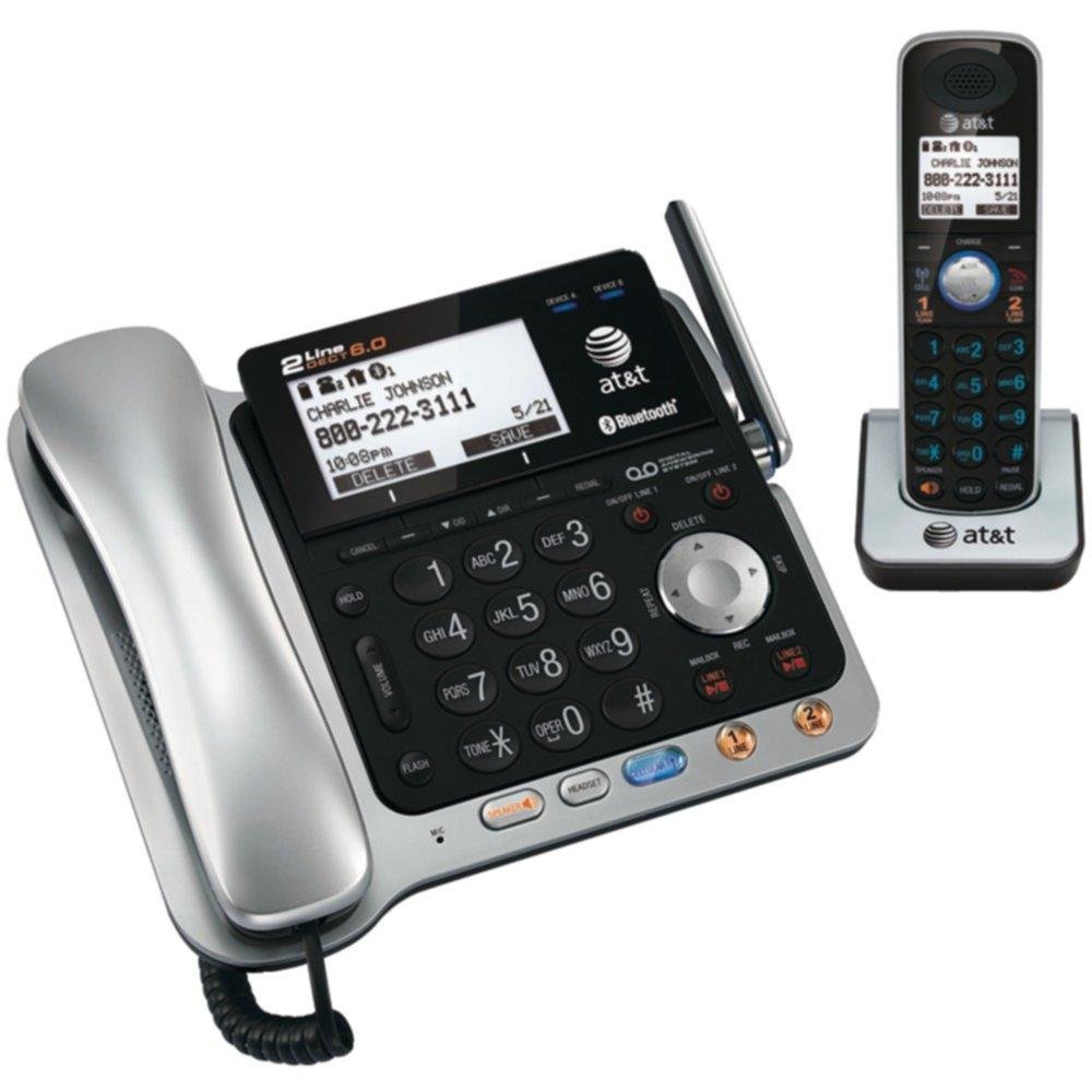 ATT TL86109 DECT 6.0 2-Line Connect-to-Cell Corded/Cordless Bluetooth Phone System with Corded Base & Handset - Home & Office Communication Solution