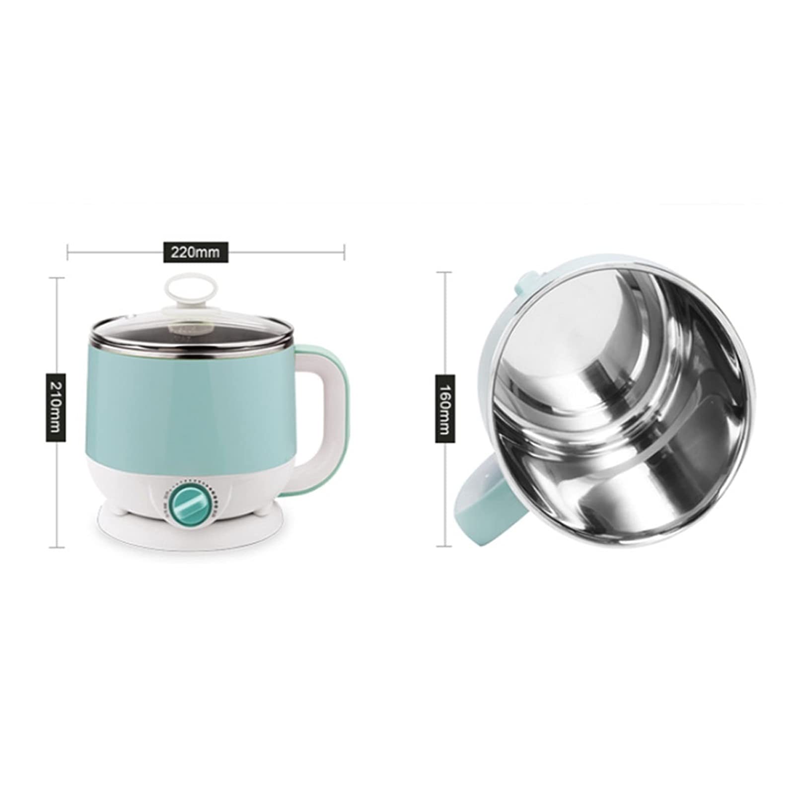 HHWKSJ 1.5L Electric Hot Pot Mini Cooker - Multi-Function Steamer, Soup Maker & Noodle Cooker with Overheat Protection | Dual Power Electric Kettle for Eggs, Stew & More | Perfect for Dorms, Offices & Small Kitchens (Green)