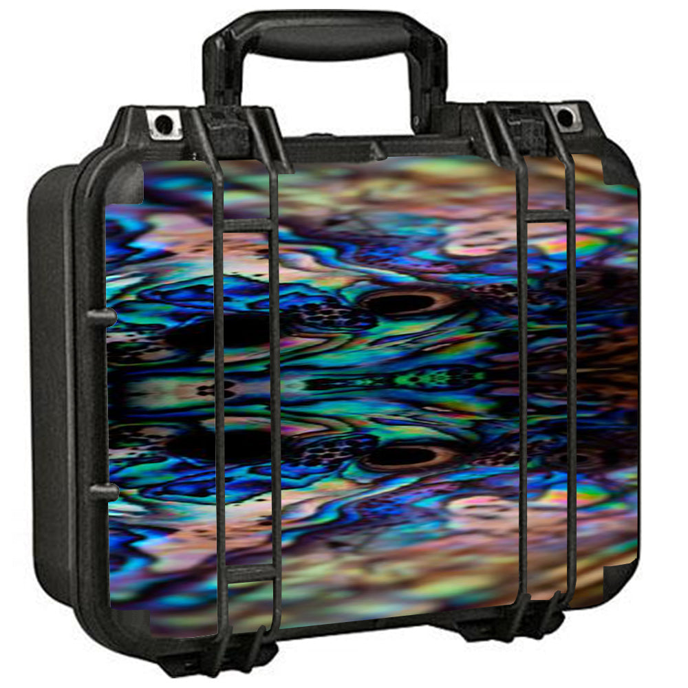 Premium Abalone Sea Shell Gold & Blue Design Pelican 1400 Case - Durable Protection for Cameras, Electronics & Valuables
