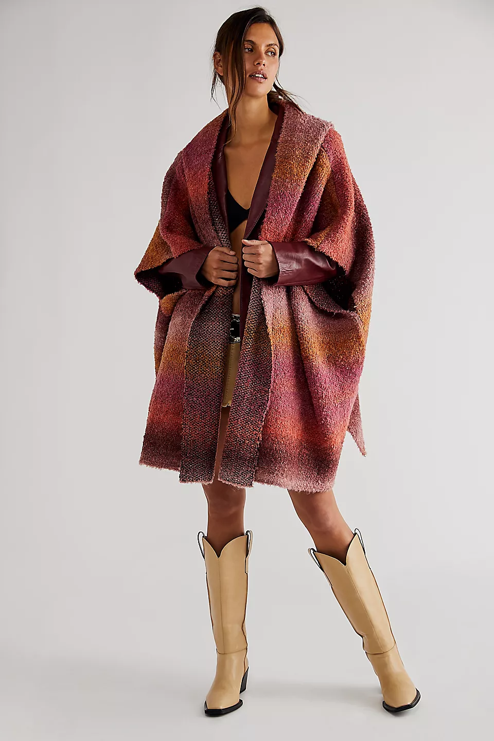 Stylish Hooded Kimono with Multicolor Gradient - Perfect for Loungewear, Yoga, and Beach Cover-Up