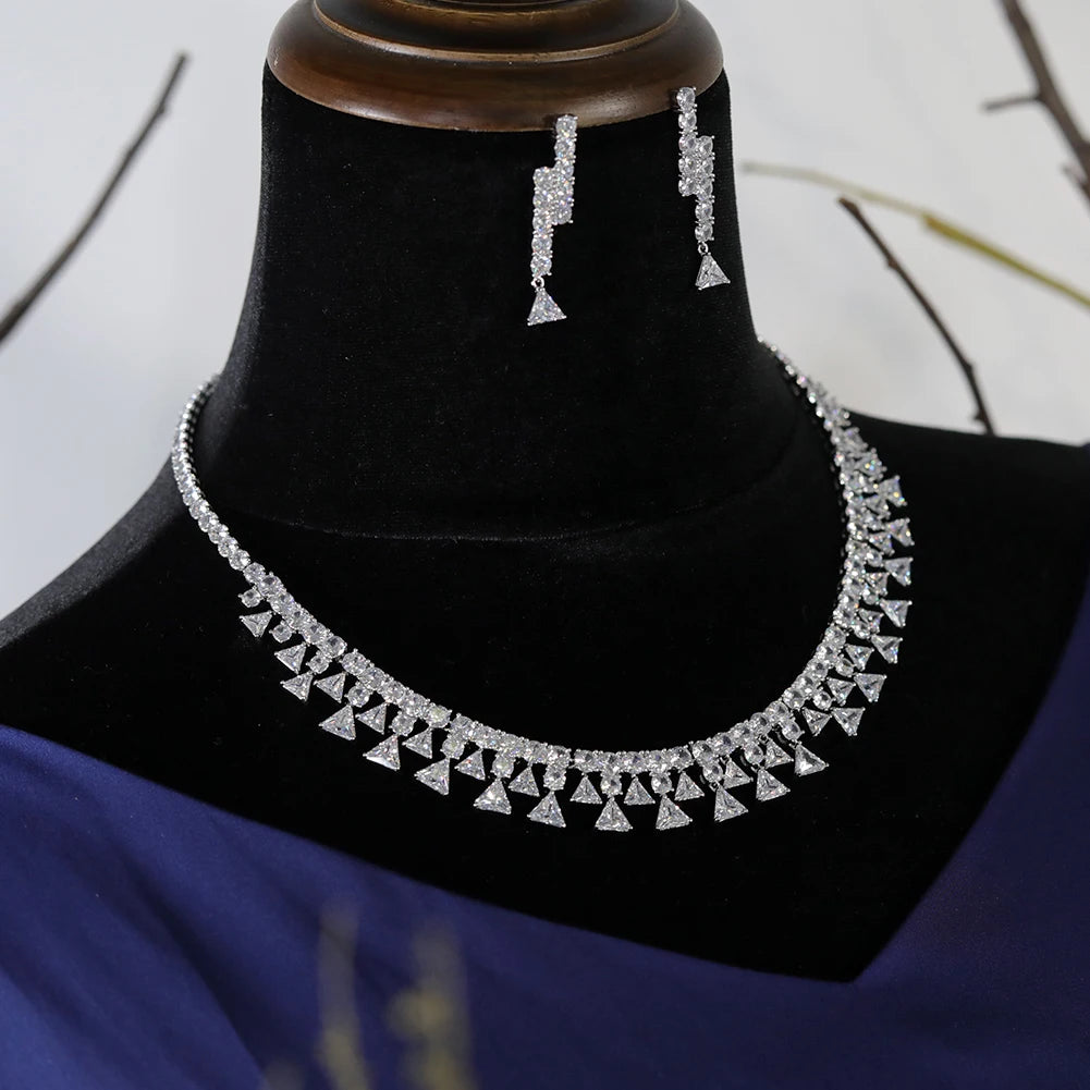 2-Piece Shiny Cubic Zirconia Nigerian Bridal Jewelry Set for Wedding & Party - Perfect for Bridal Shower, Engagement & Special Occasions
