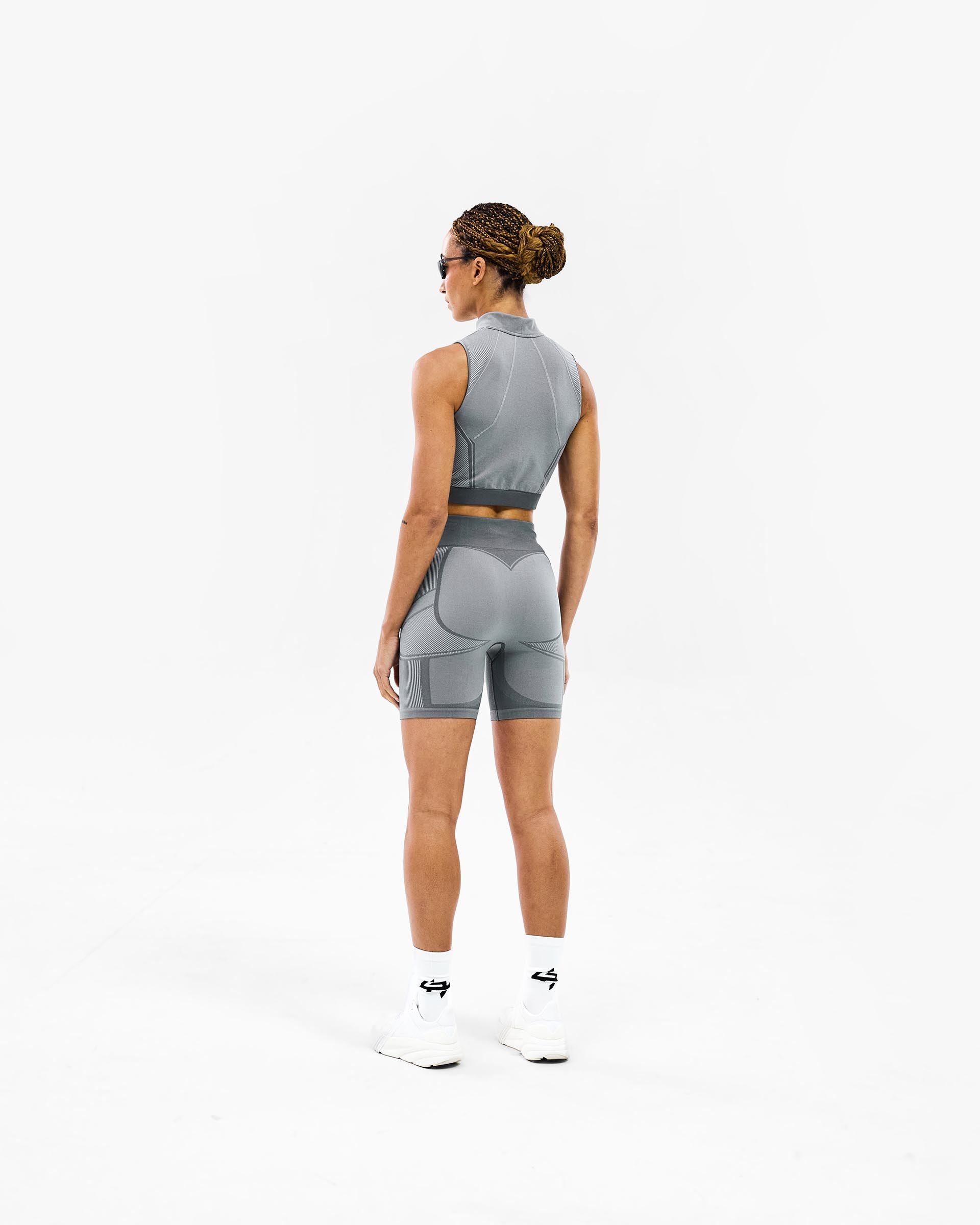 247 Hydro Seamless Training Shorts for Men & Women - Quick-Dry Ice Grey Workout Shorts - Perfect for Gym, Running, Yoga & Outdoor Sports