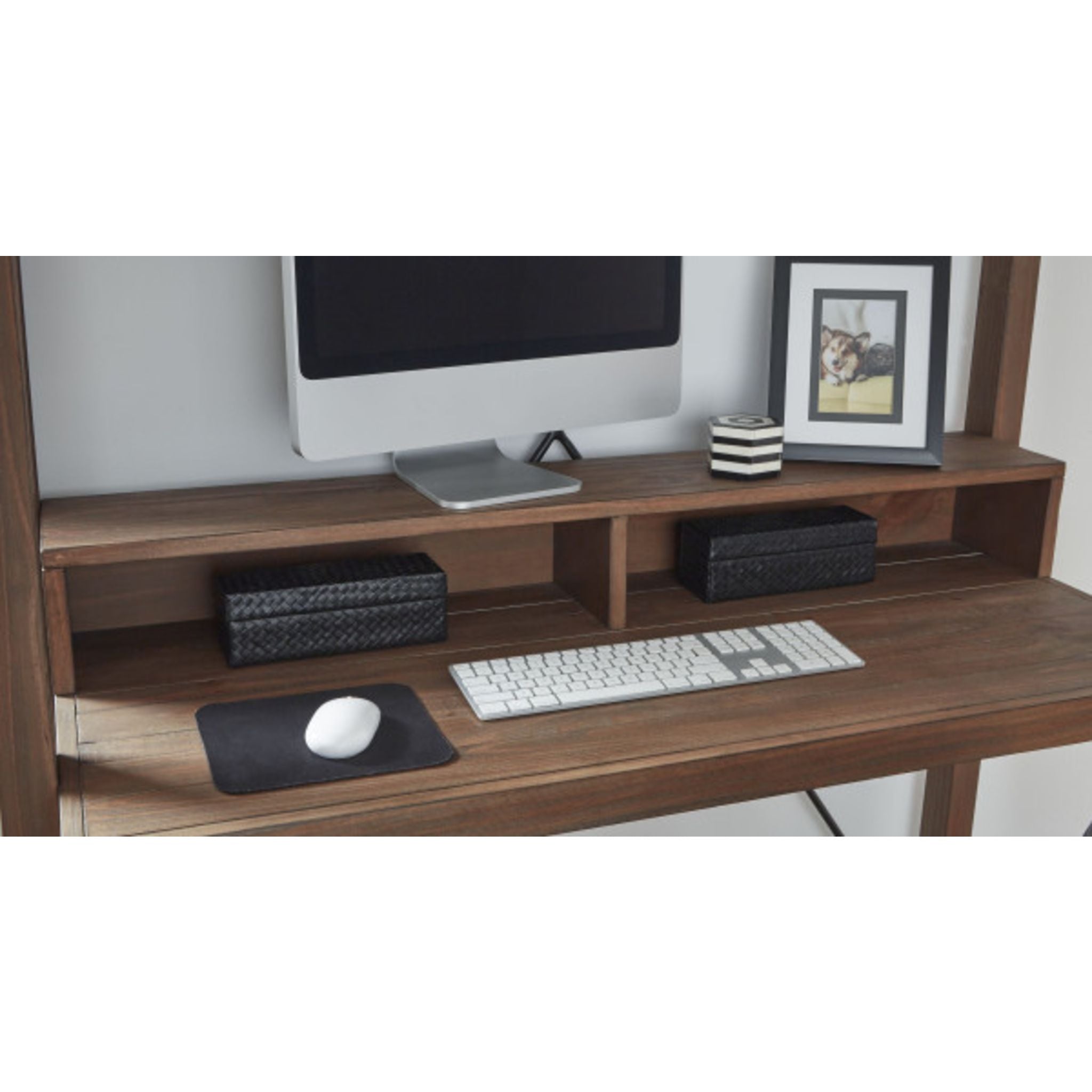 Premium Flint Oak Wooden Desk for Home Office - Elegant Autumn Brown Finish, Spacious Work Surface, Durable & Stylish - Perfect for Remote Work, Study, and Modern Home Decor