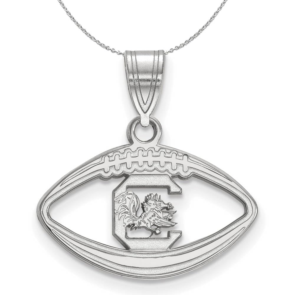 South Carolina Football Necklace - Sterling Silver Black Bow Pendant for Women | Game Day Jewelry, Fan Gift, Team Spirit Accessory