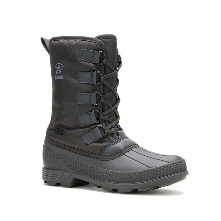 Kamik William N Black Men's Waterproof Winter Boots - Warm & Durable Snow Boots for Hiking, Work, and Outdoor Activities