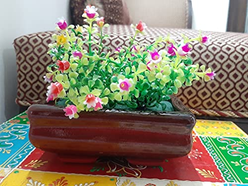 Mini Boat Planter (Red) W/ Artificial Flower
