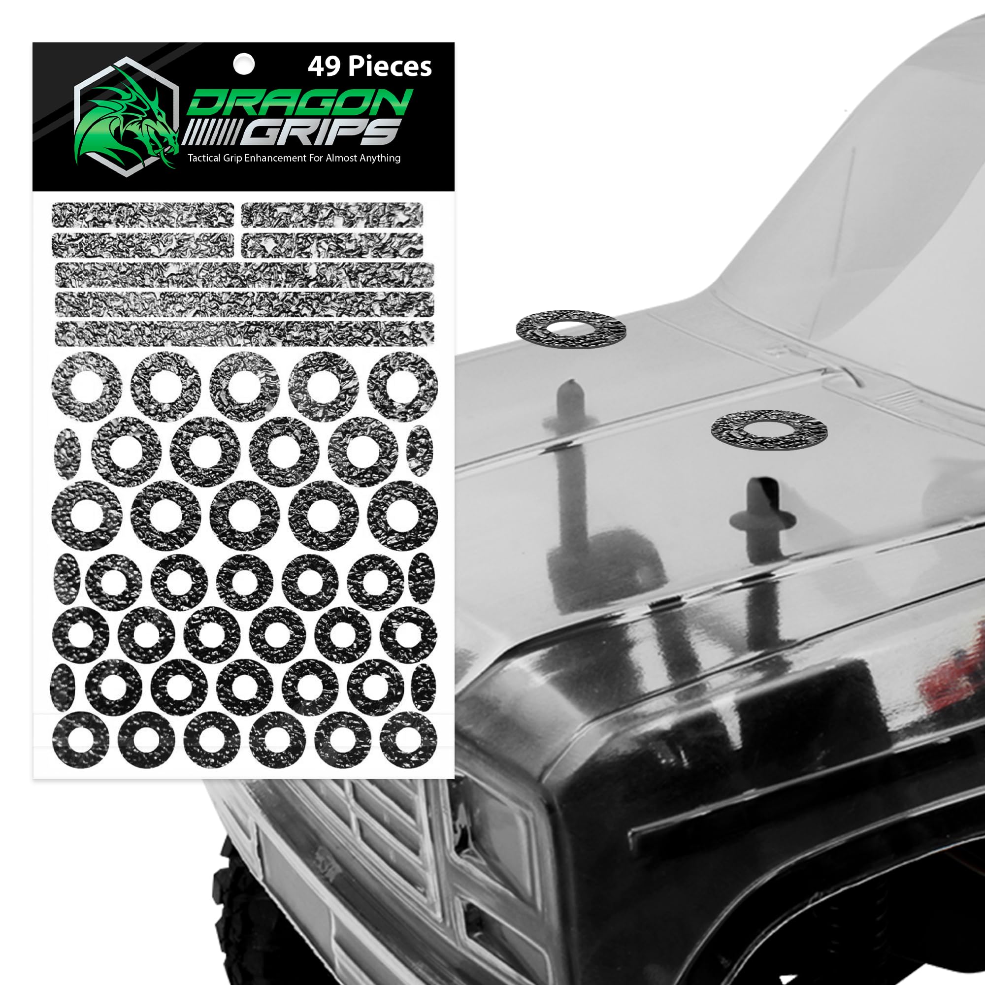 Dragon Grips 49-Piece RC Body Mounts Protection Kit - Black PVC RC Car Body Clips & Washers for Impact Protection | Perfect for Off-Road RC Cars, Trucks & Bashing