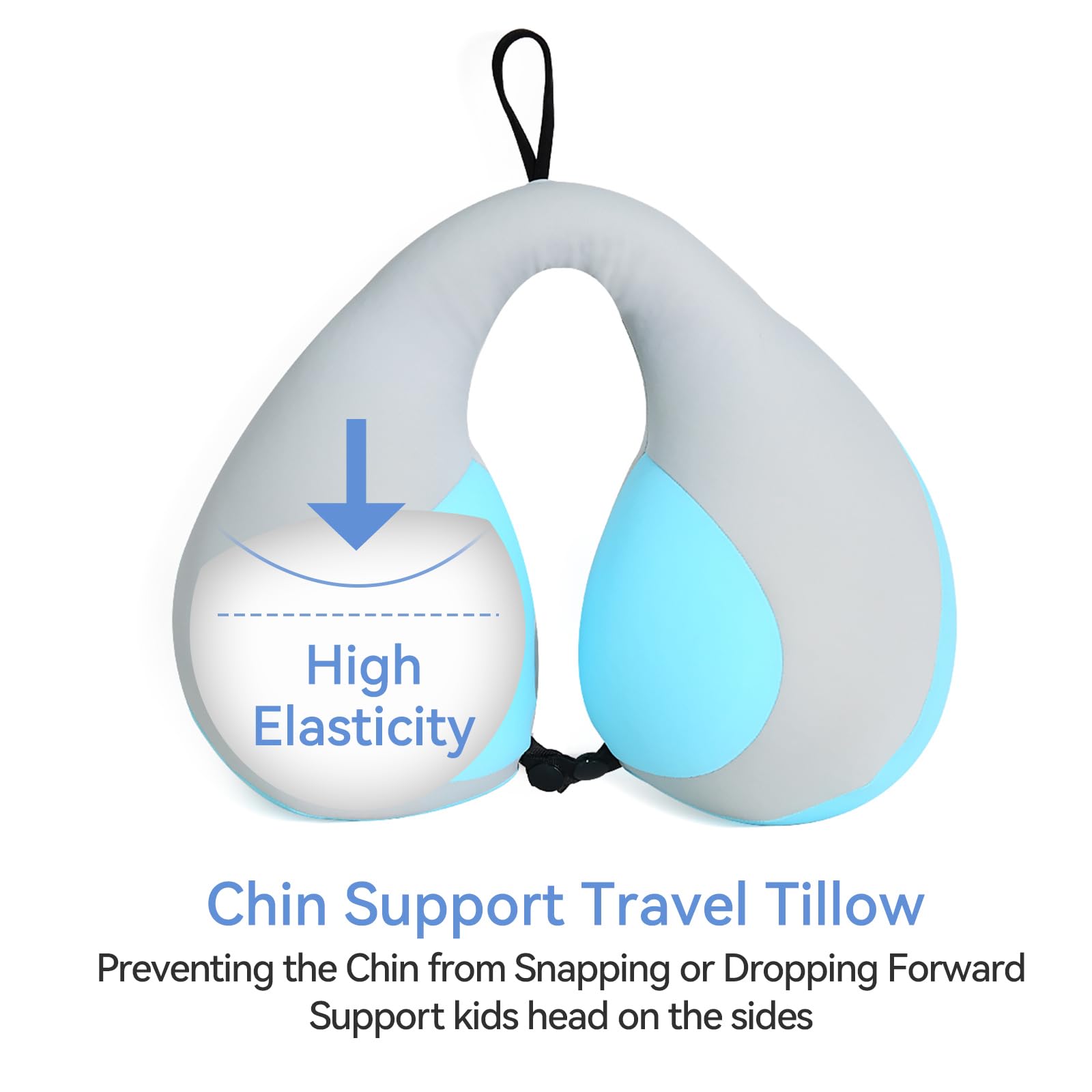 MOOB Kids Travel Pillow for Car Seat - U-Shaped Neck Support Pillow for Toddlers & Children - Soft Stroller Pillow (Blue) - Perfect for Long Car Rides, Airplane Travel & Stroller Naps