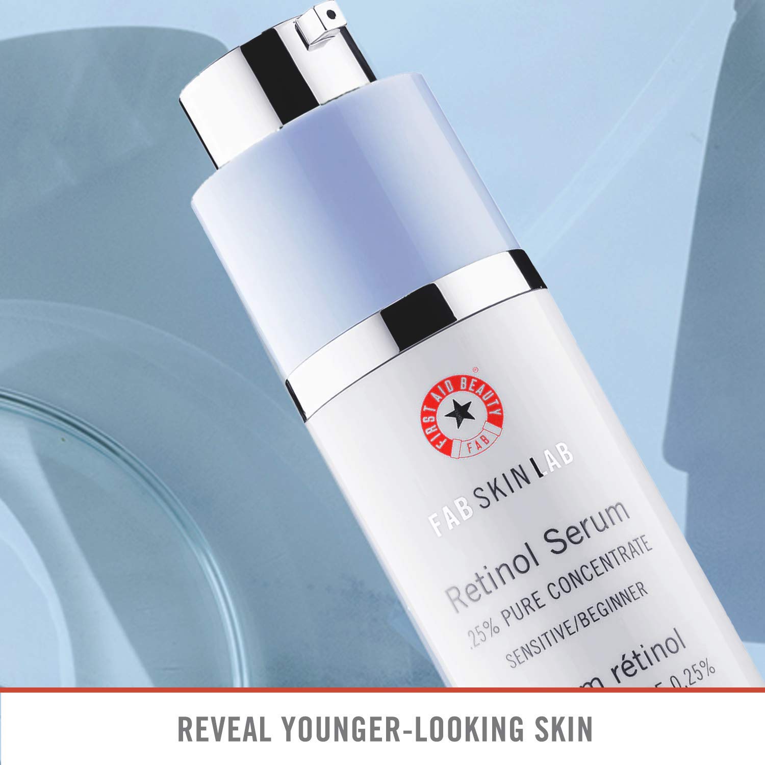 First Aid Beauty FAB Skin Lab Retinol Serum 0.25% Pure Concentrate - Anti-Aging Face Serum for Fine Lines & Wrinkles - 1 oz / 30ml - Perfect for Nighttime Skincare Routine
