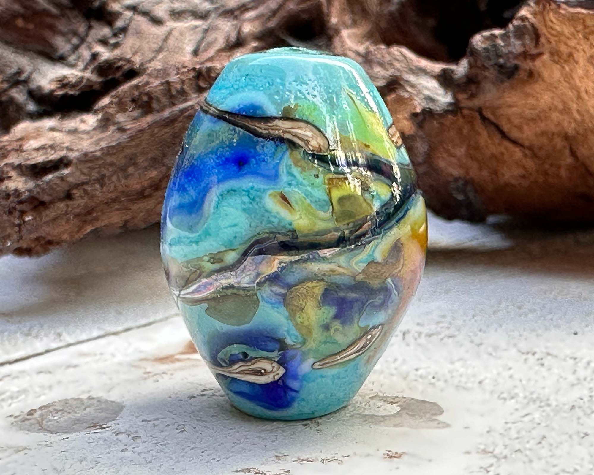 Handmade Ethereal Blue Lampwork Glass Focal Bead - SRA Certified for Jewelry Making, DIY Crafts, and Unique Gift Ideas | Perfect for Necklaces, Bracelets, and Home Decor